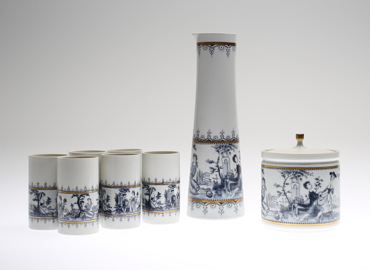 SERVISDELAR, 8 delar, porslin, Wallendorfer Porzellan, Tyskland.