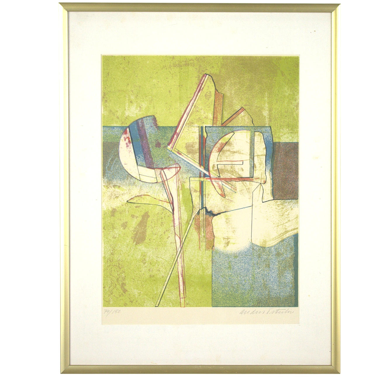 ANDERS ÖSTERLIN. Litografi, 74/150, komposition, signerad.