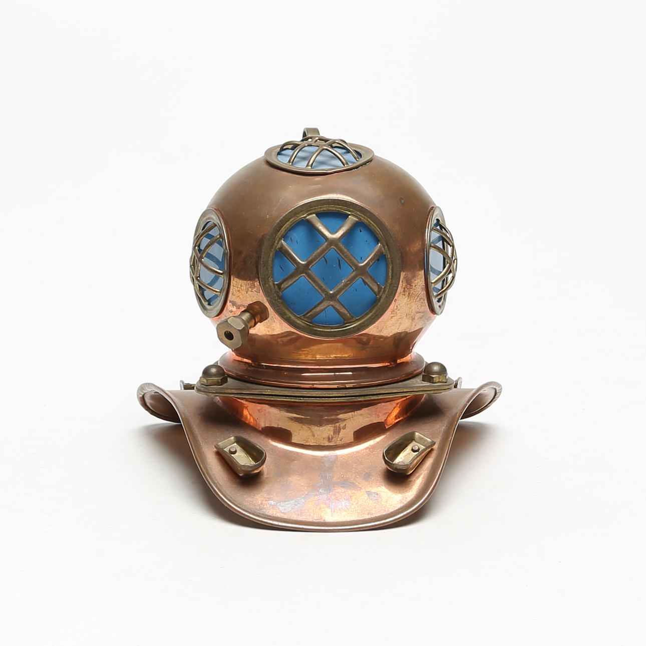 MINIATUR-TAUCHERHELM, Kupfer/Glas. modern.