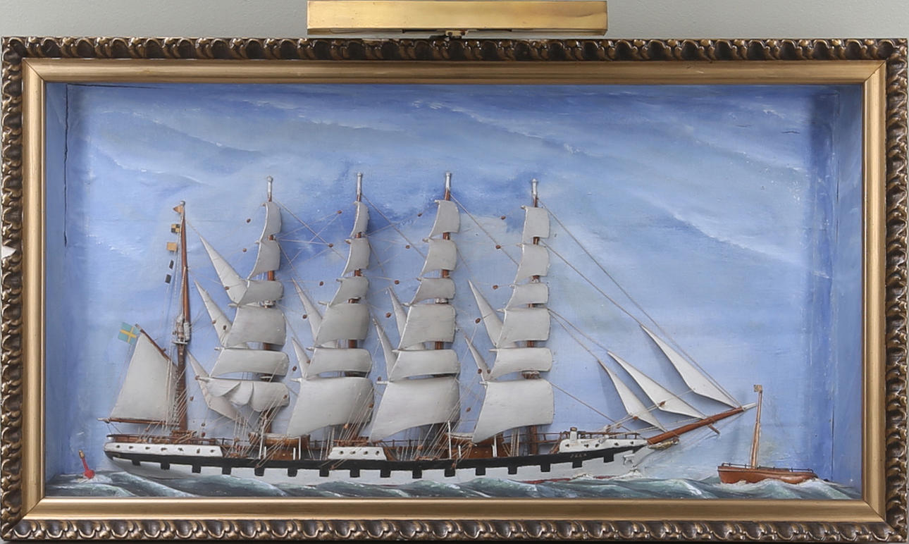 DIORAMA, skeppsmodell, tidigt 1900-tal.