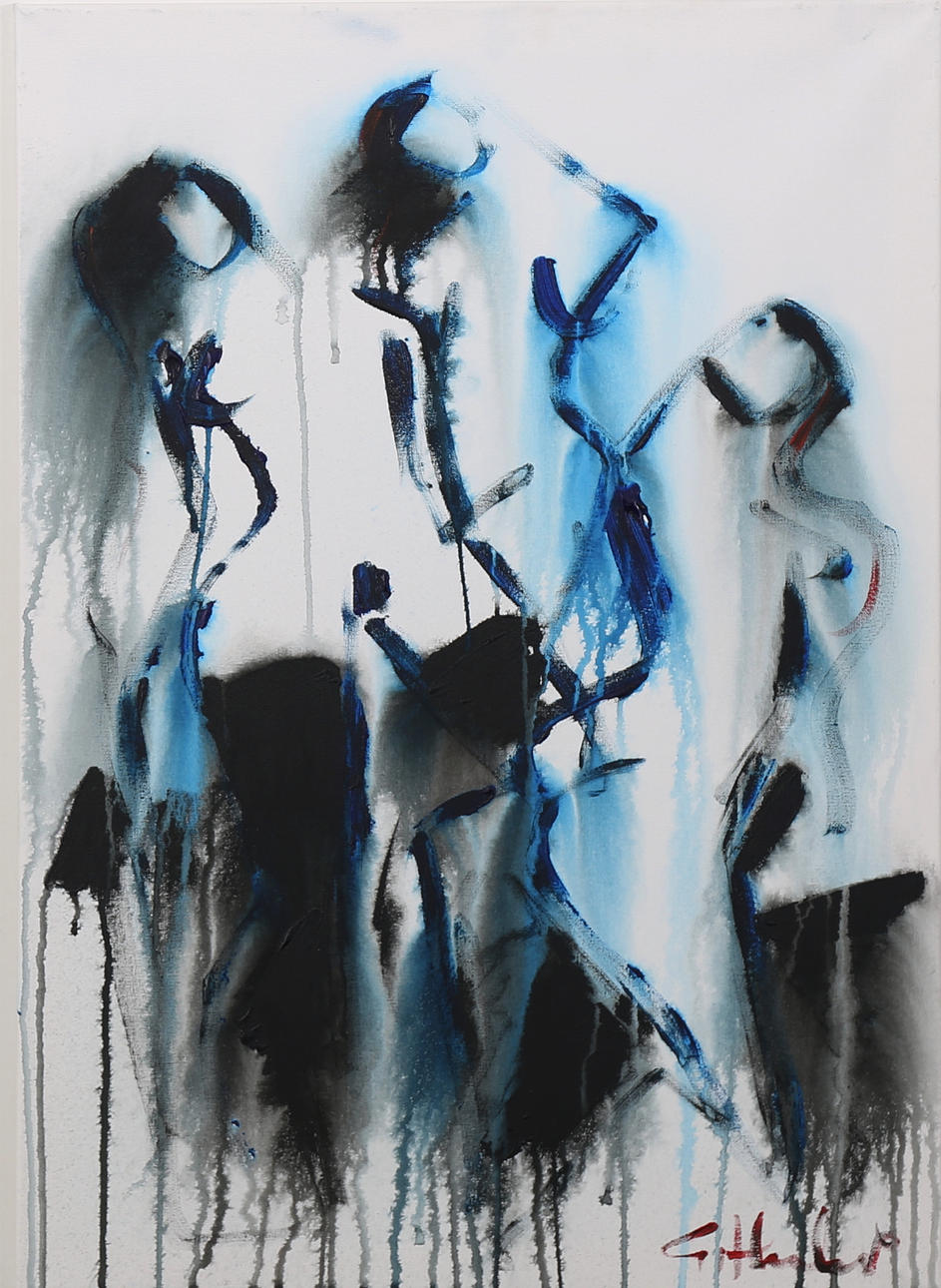 GÖRAN HAUSENKAMP. Modeller, akryl på duk, signerad G Hausenkamp.