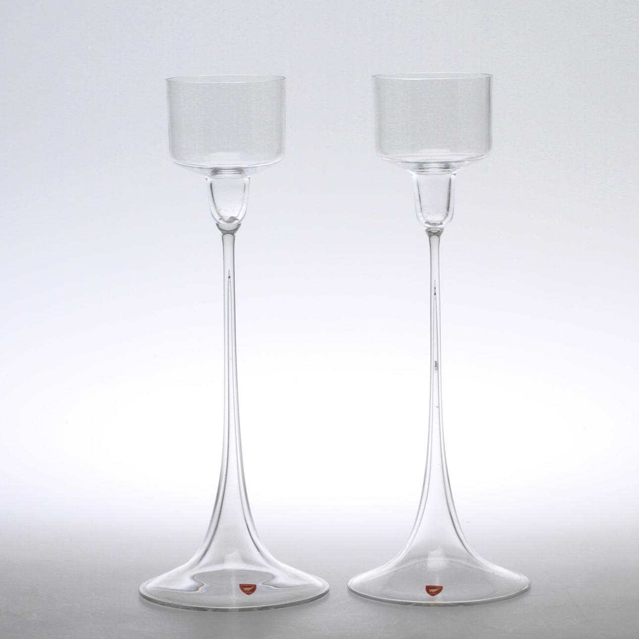 LJUSSTAKAR, ett par, glas, Ingeborg Lundin, Orrefors.