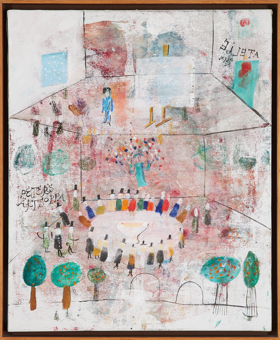 MADELEINE PYK. “Thursday Dinner”, oil on canvas, signed and dated -75.