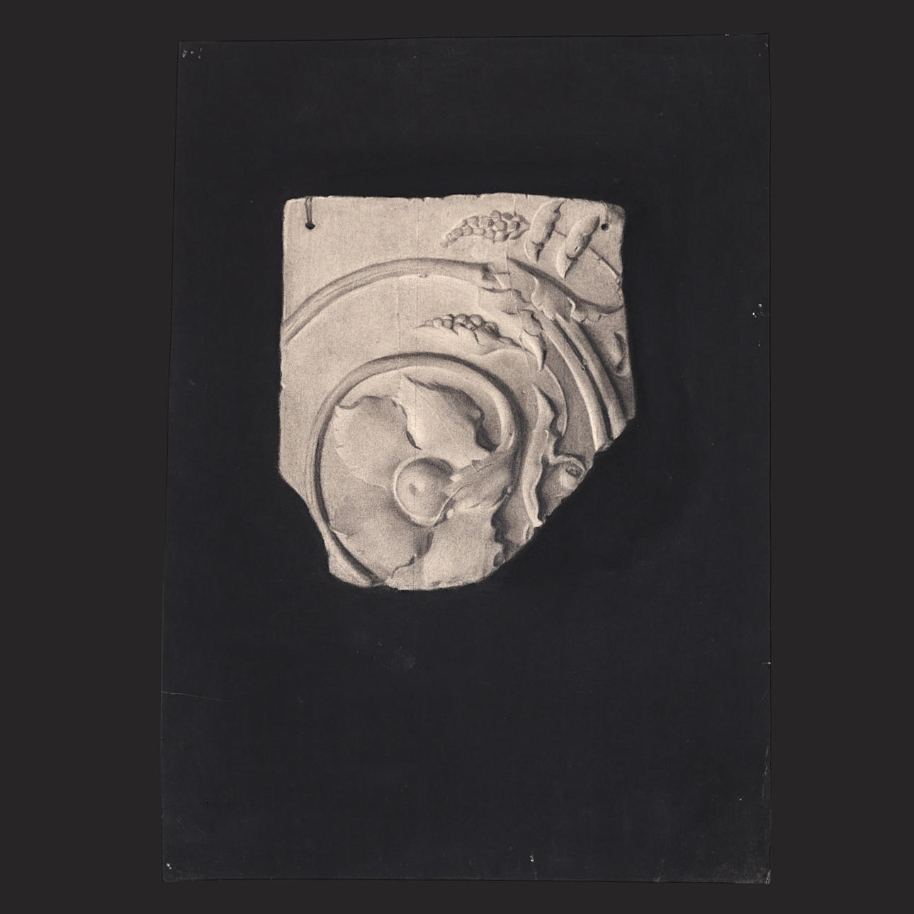OIDENTIFIERAD KONSTNÄR. Ornamental study, charcoal drawing, pupil work, 18th/20th century.