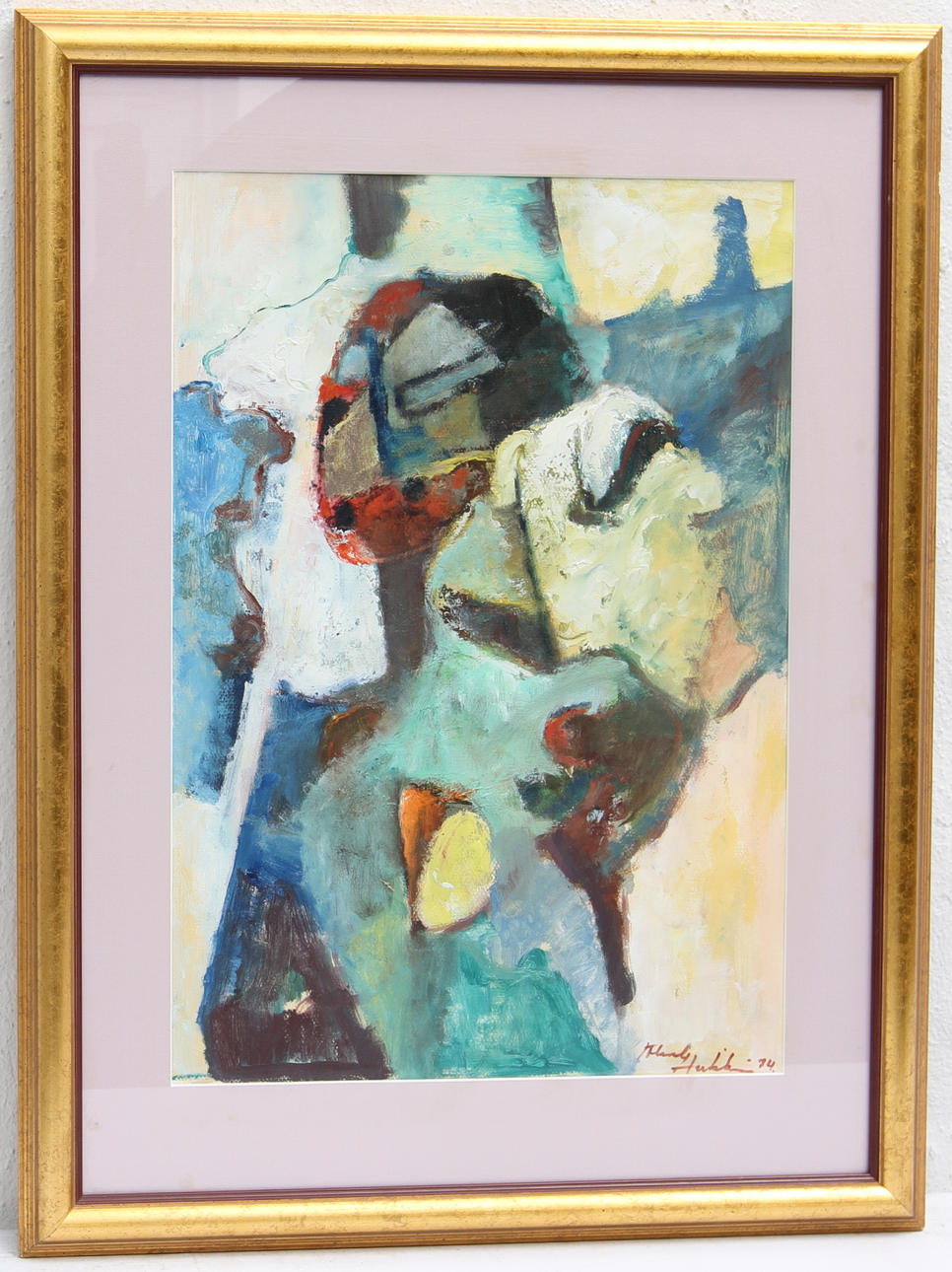 AKSELI HEIKKINEN. Oljemålning. Komposition, signerad.