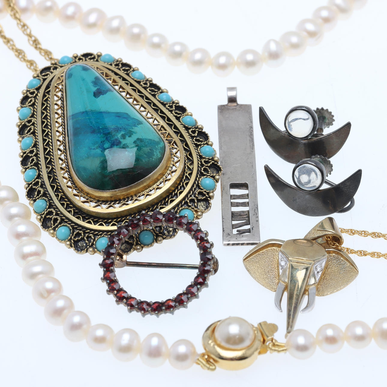 SCHMUCK, 6 Stück, überwiegend Silber.