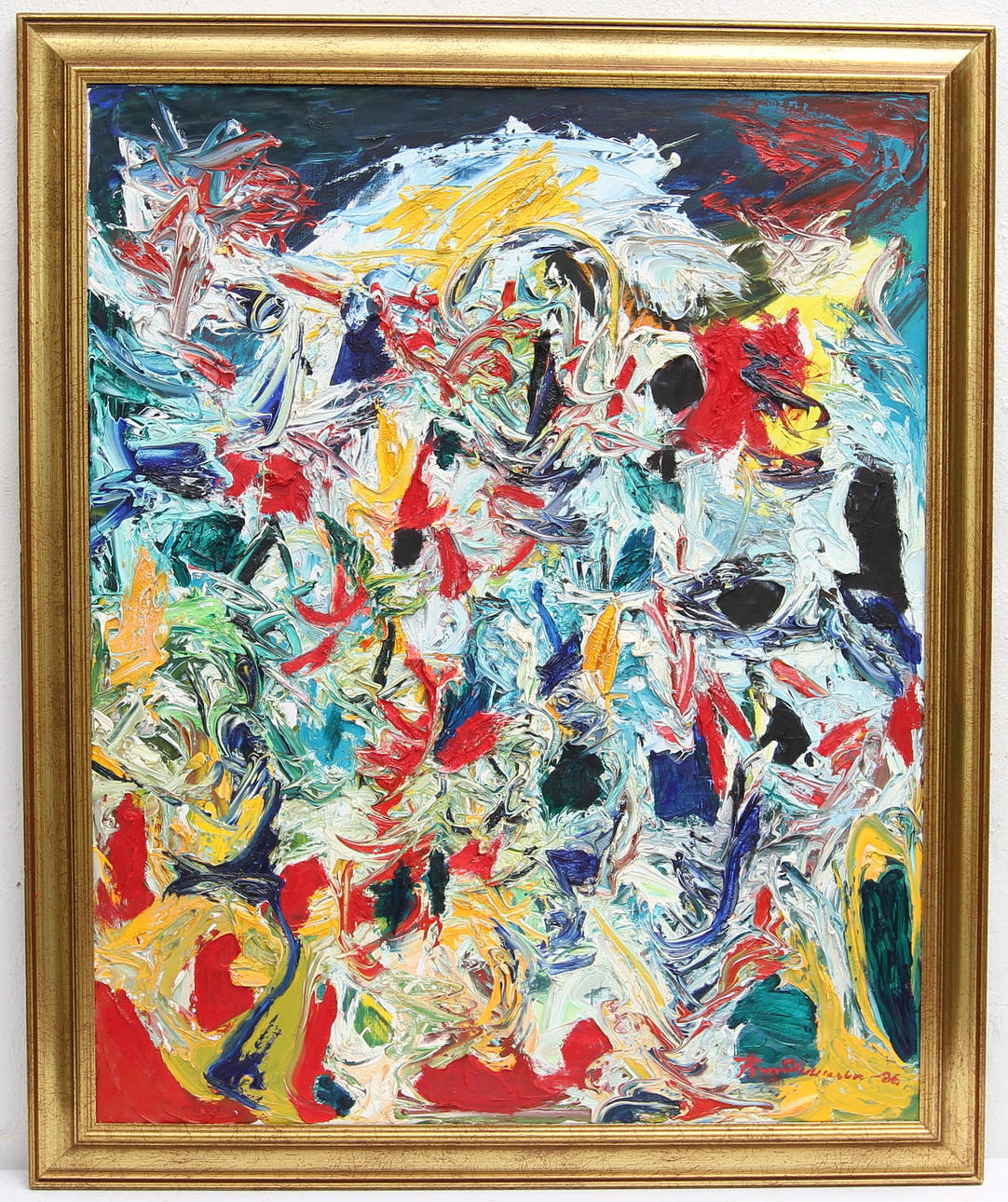 FINN PEDERSEN. Akryl. Komposition, signerad.