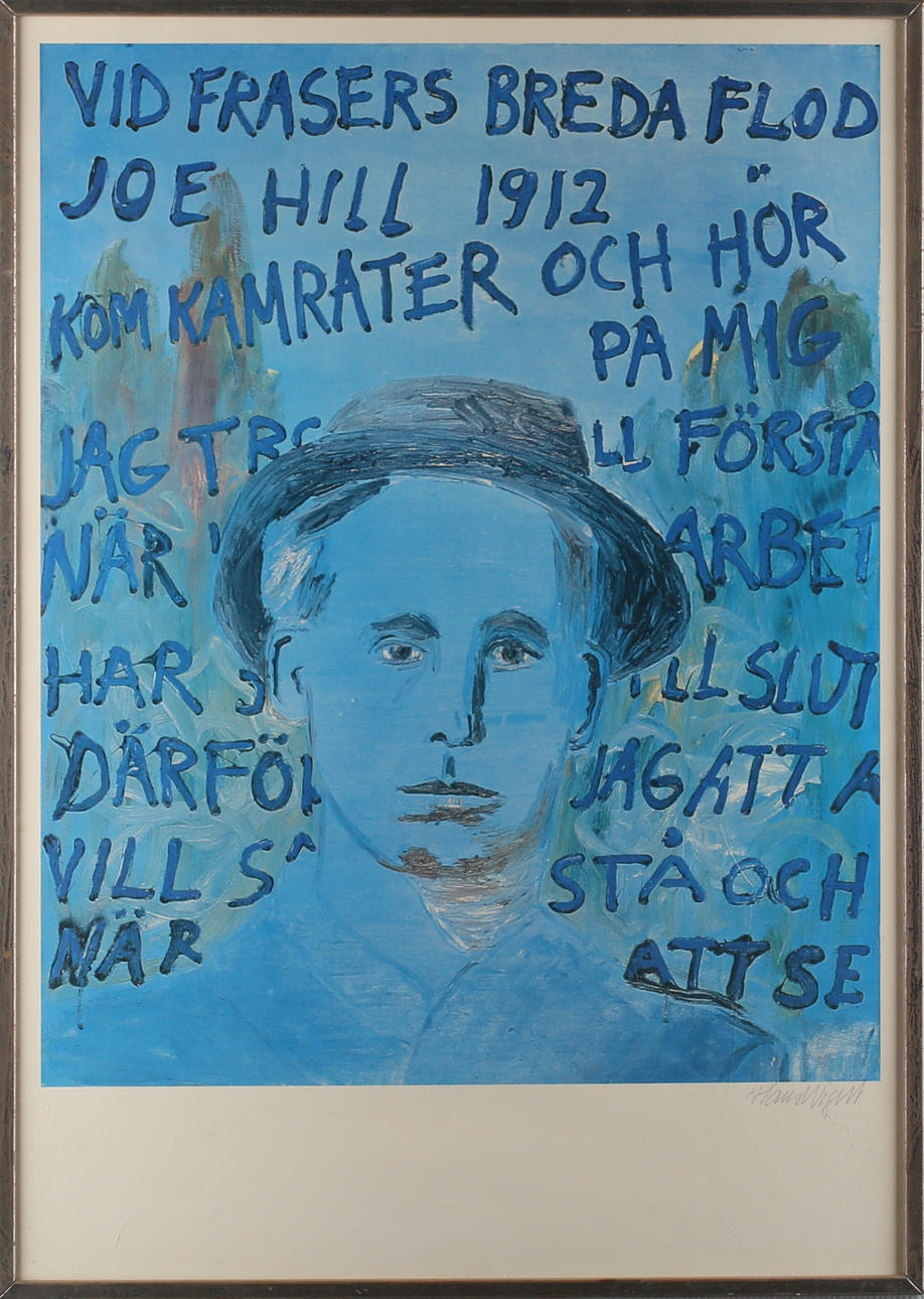 HANS WIGERT. AFFISCH, Joe Hill, signerat Hans Wigert.