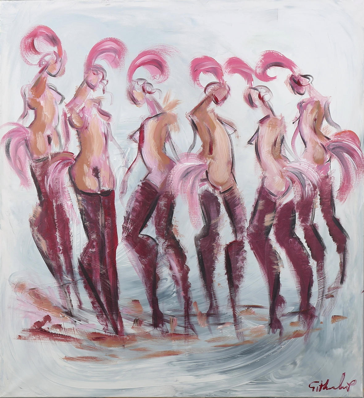 GÖRAN HAUSENKAMP. Modeller, akryl på duk, signerad G Hausenkamp.