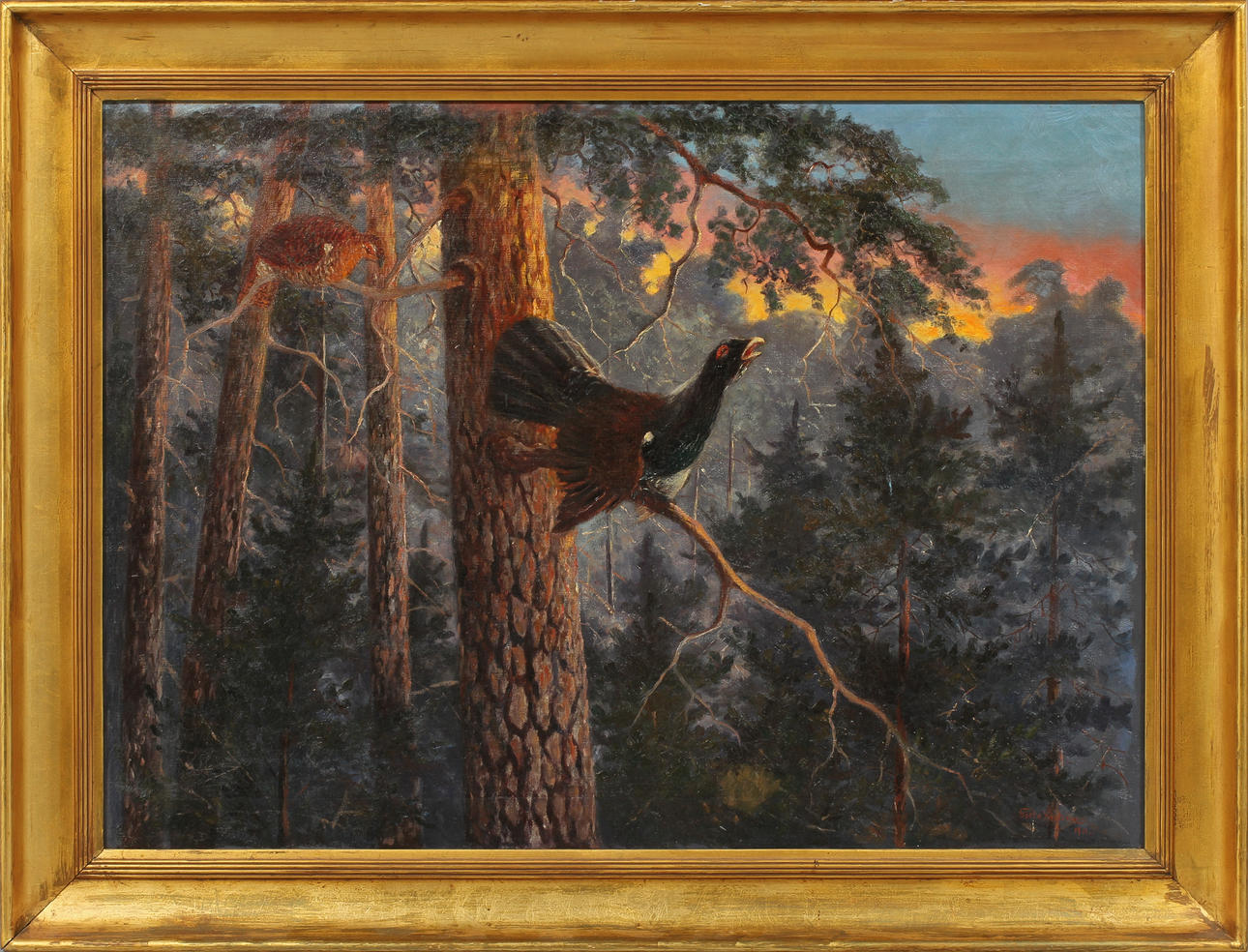 GÖSTA YDSTRÖM. Fåglar i träd, olja på duk, signerad.