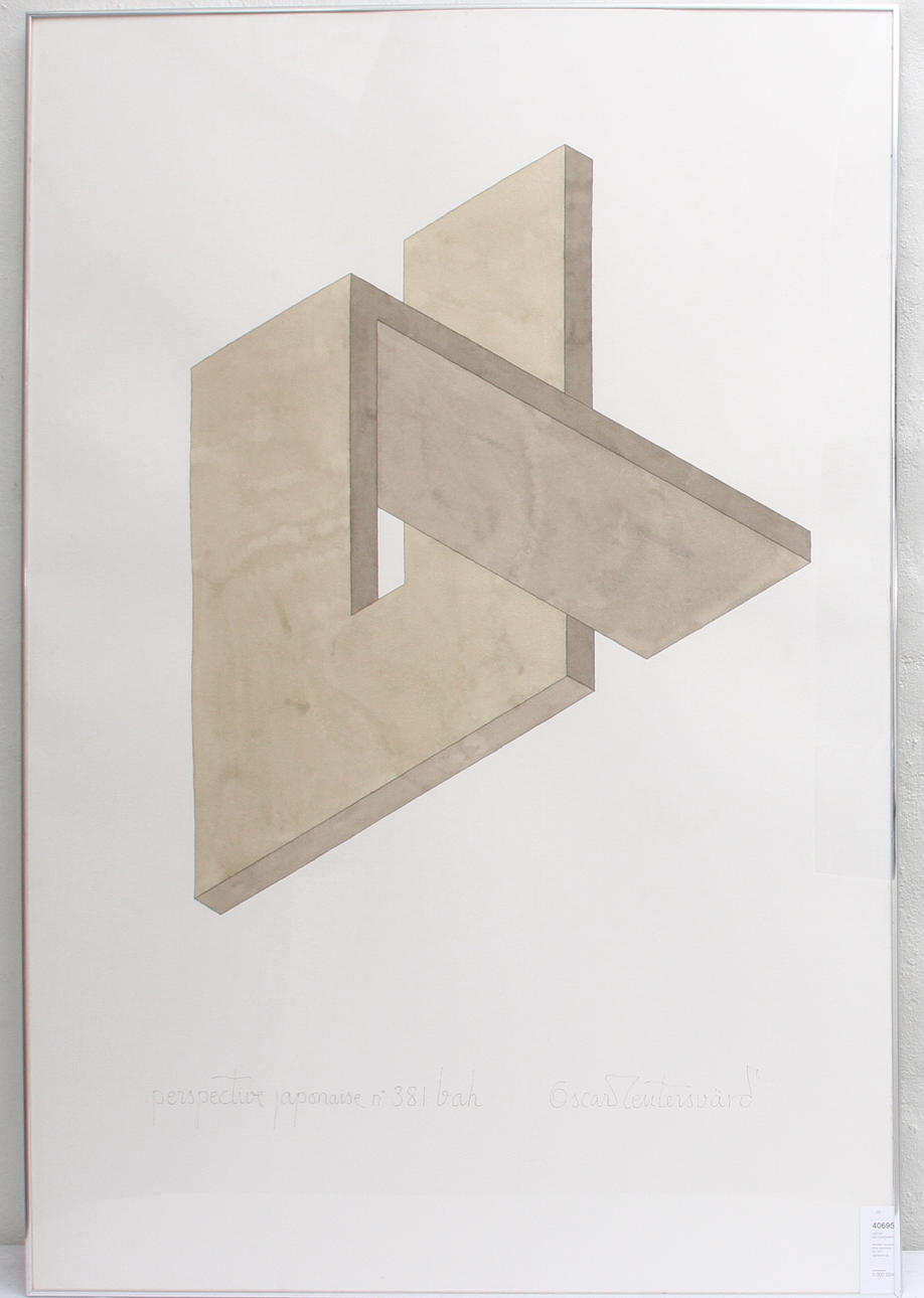 OSCAR REUTERSWÄRD. Akvarell."perspective japonaise No 381", signerad.