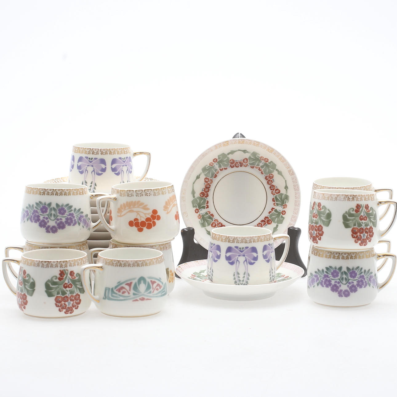 MOCCASERVIS, 24 delar, "Alice", Silesia, porslin, 1900-tal.