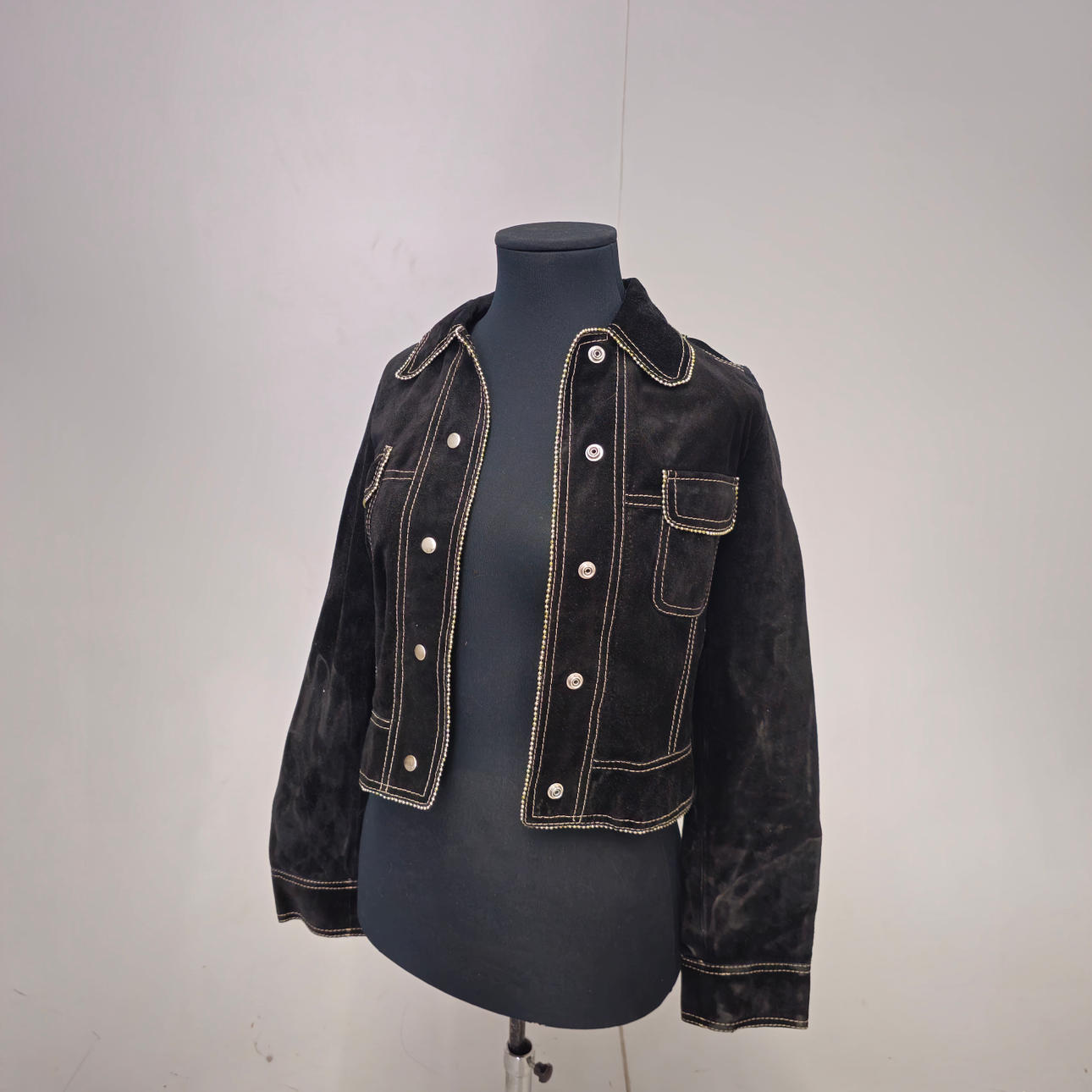 GIORGIO ARMANI BLACK SUEDE JACKET.