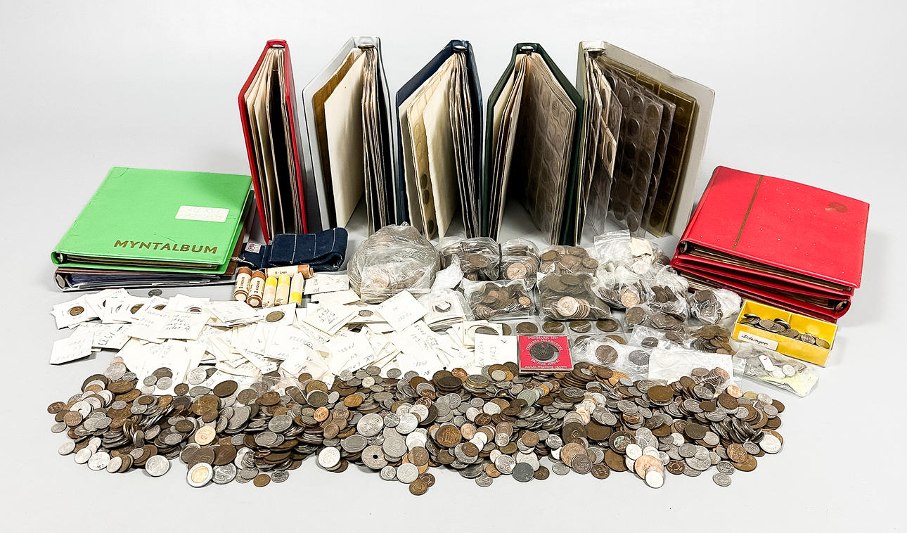 STØRRE PARTI svenske mønter, 18./20. århundrede.