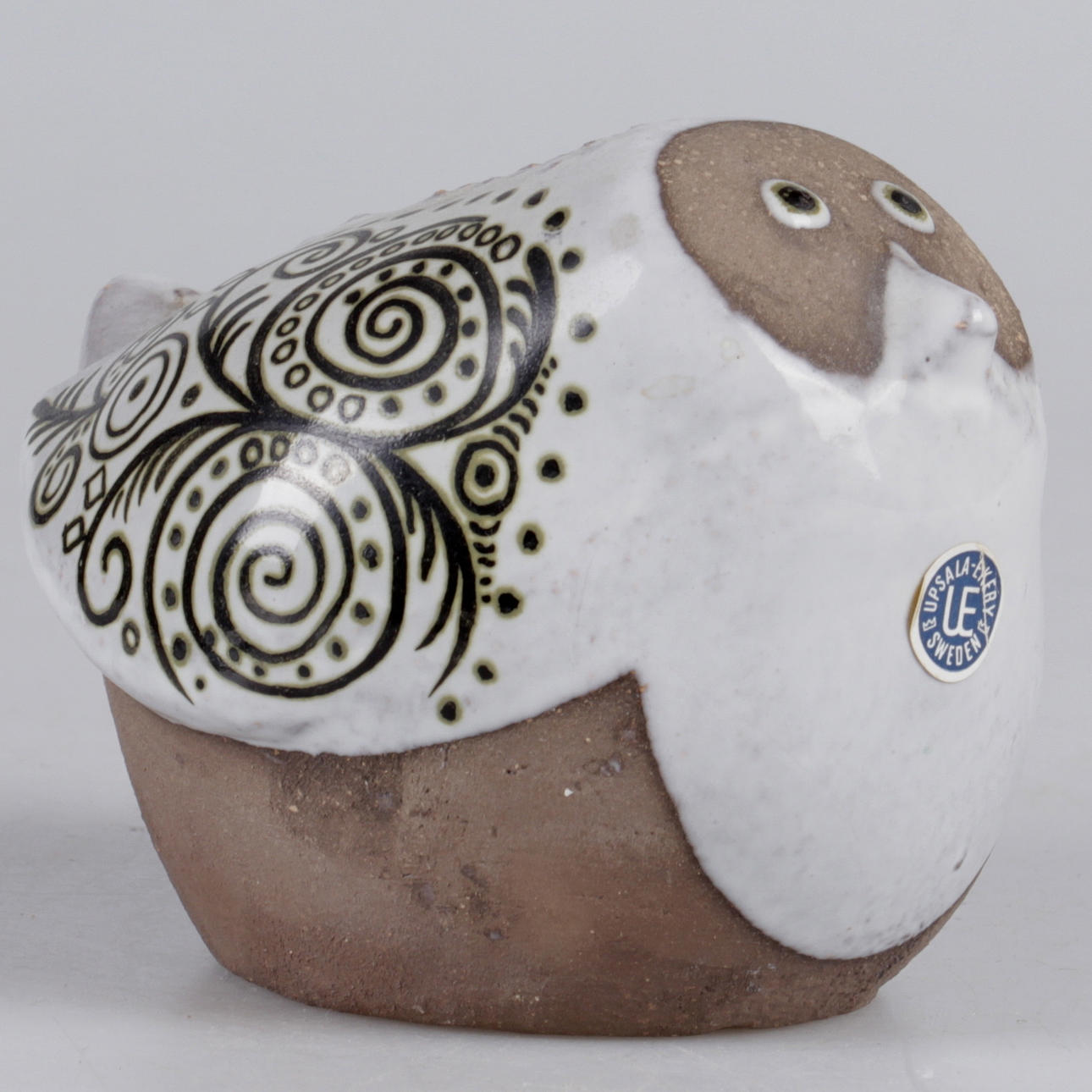 FIGURIN, delvis glaserat lergods, fågel, Göran Andersson, Upsala Ekeby, 1960/70-tal.