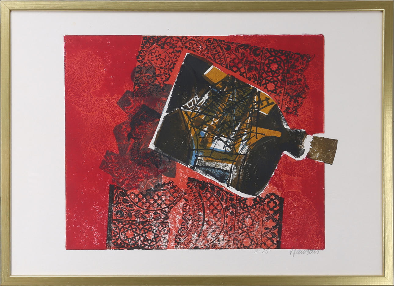 VIDE JANSON. Komposition, färglitografi, numrerad 2-25, signerad.