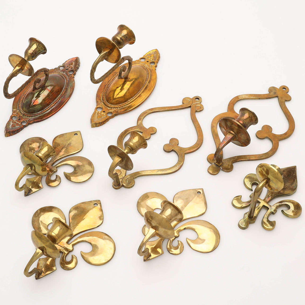 LAMPETTER, 8 delar, mässing, 1900-tal.