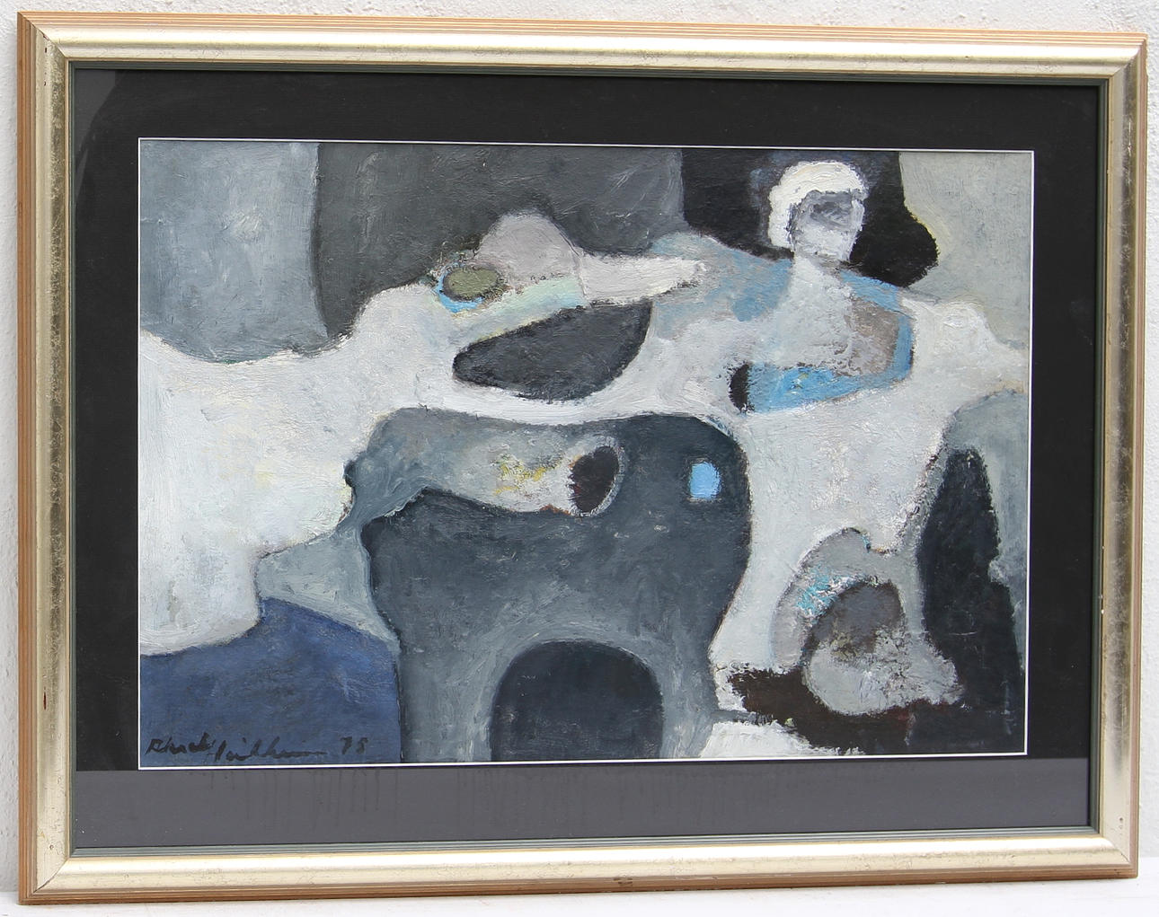 AKSELI HEIKKINEN. Oljemålning. Komposition, signerad.