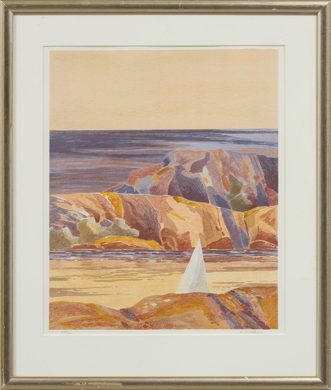 LARS ANDERSSON BJÖNNI. Kustmotiv, litografi, sign o numr 69/300.