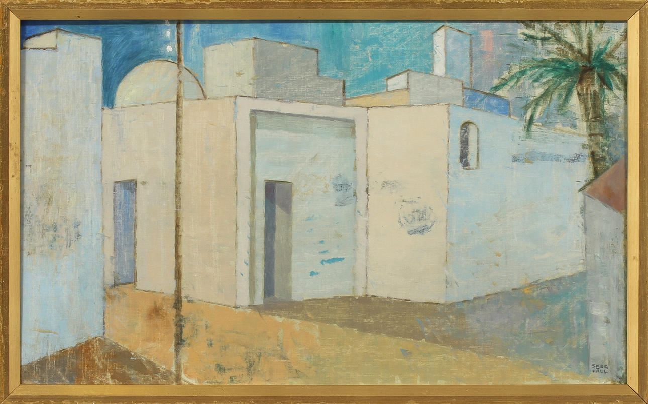 FOLKE SKOGHÄLL. "Nordafrikansk stad", olja på duk, signerad.