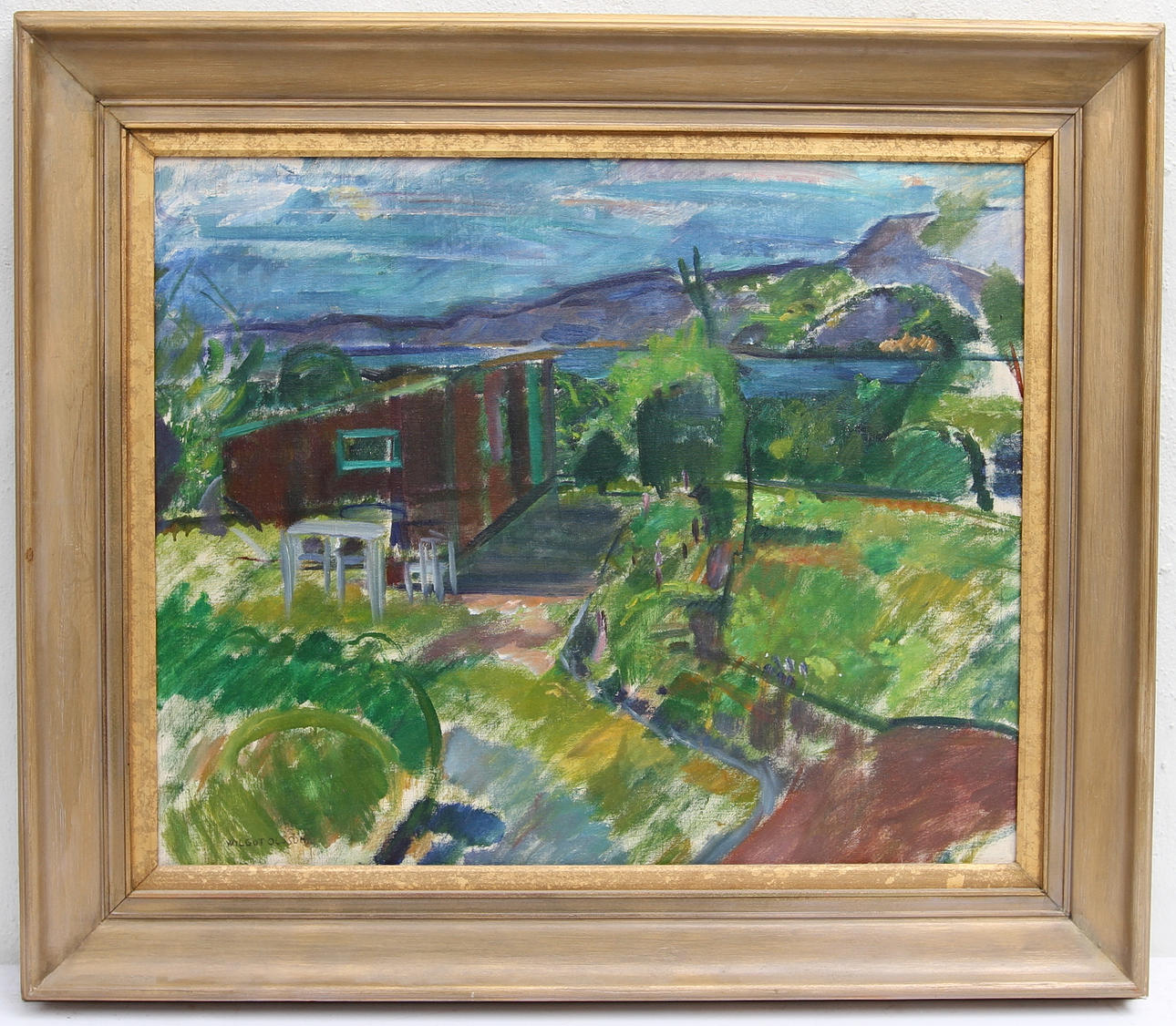 WILGOT OLSSON. Olja på pannå. Landskap, signerad.