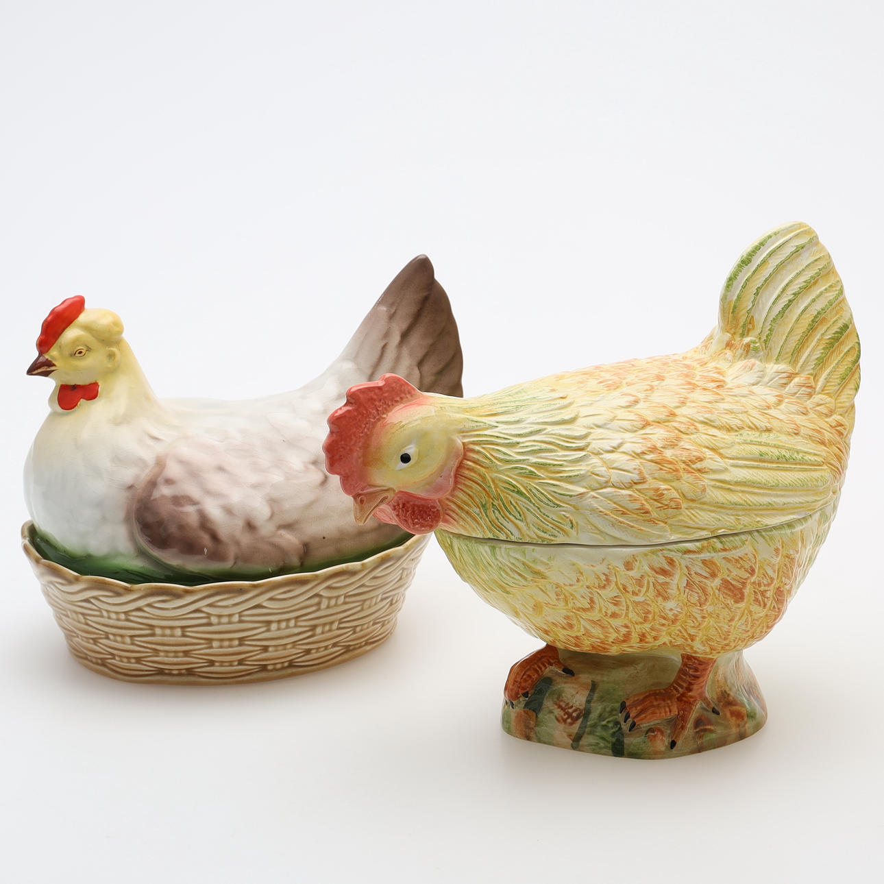 ÄGGÖMMA, 2 st, porslin, hönor, 1900-tal.