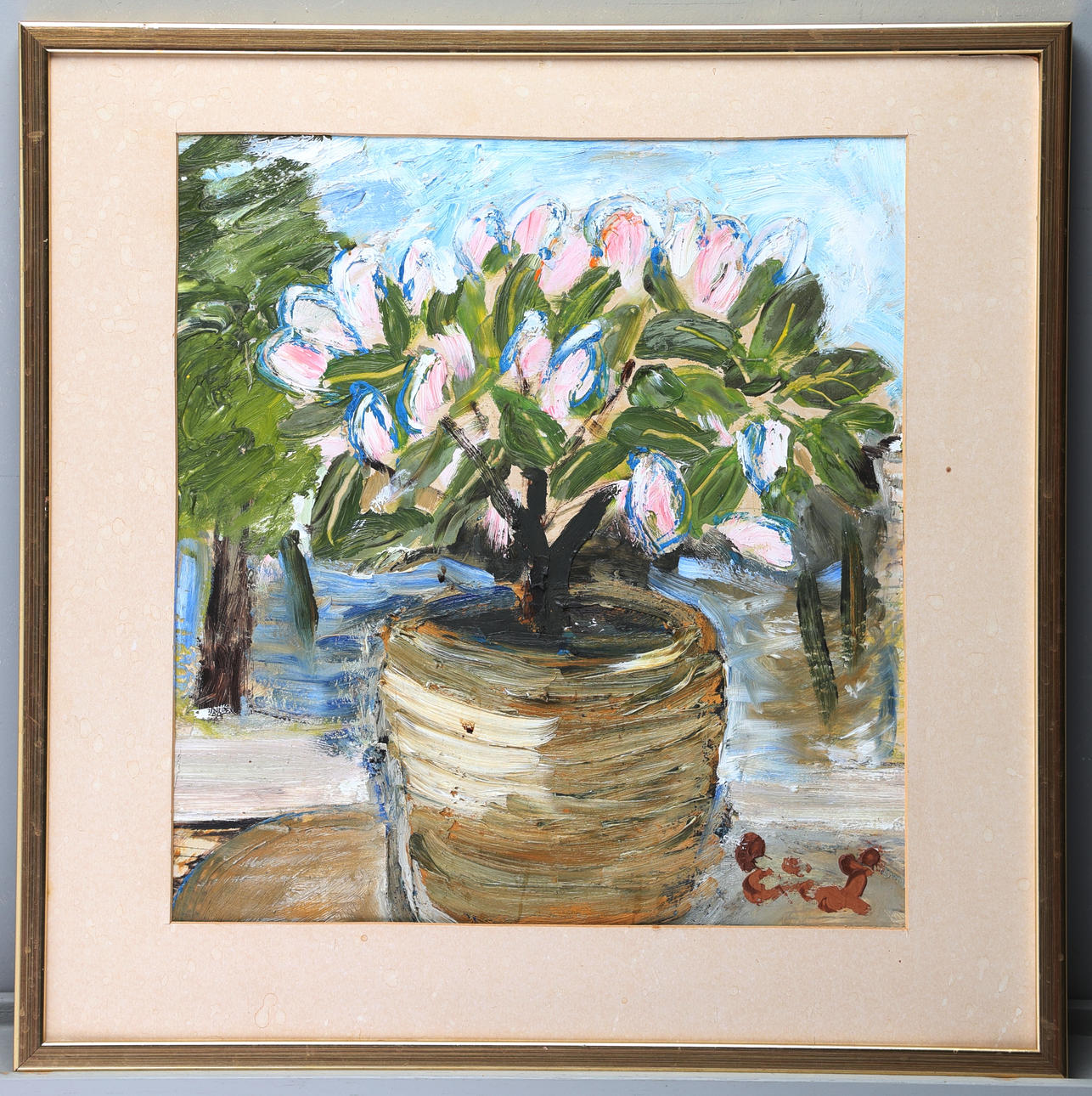 EINAR LINDBERG. Oil on panel, floral still life, signed.