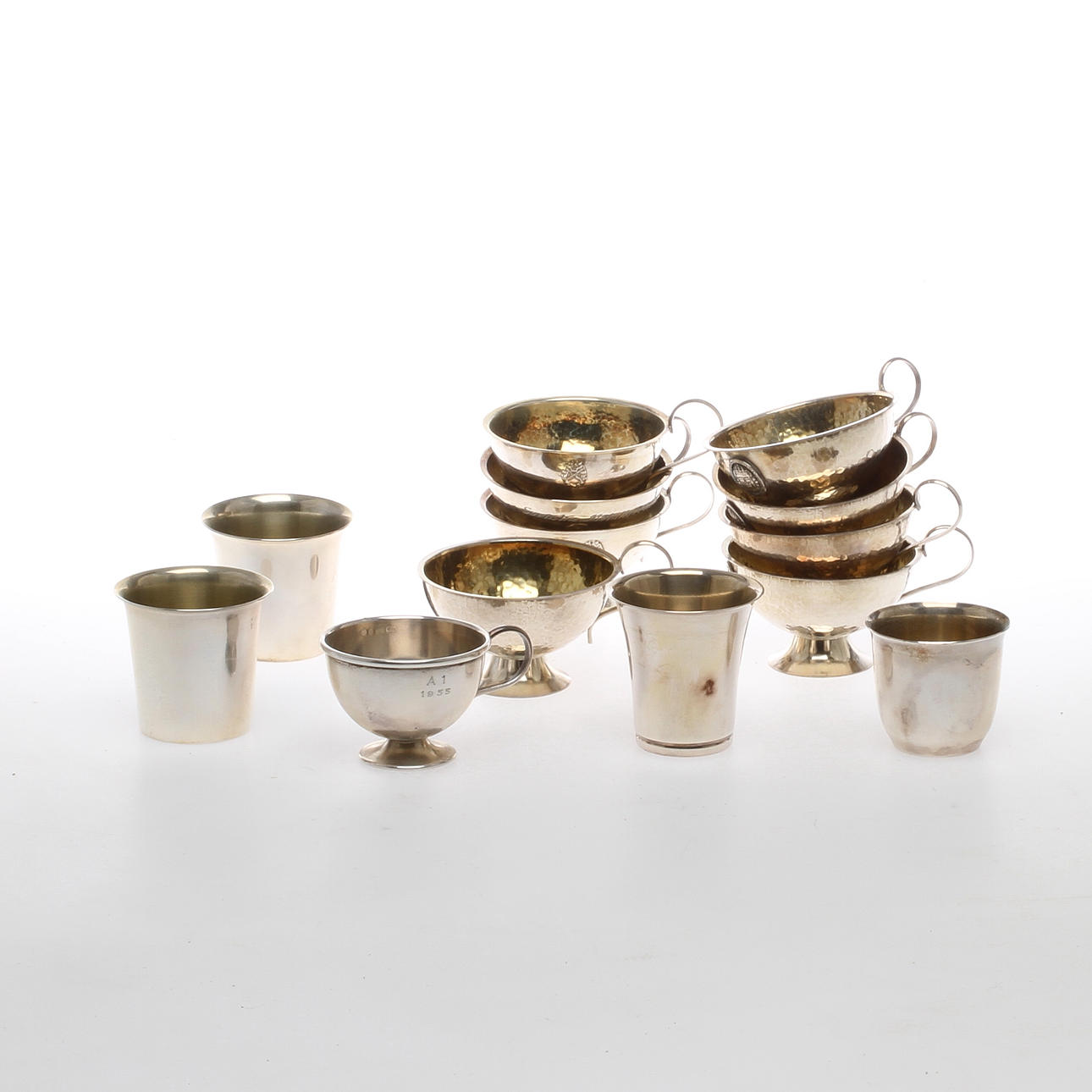 PARTI SILVER, 13 delar, punchmuggar och supkoppar.