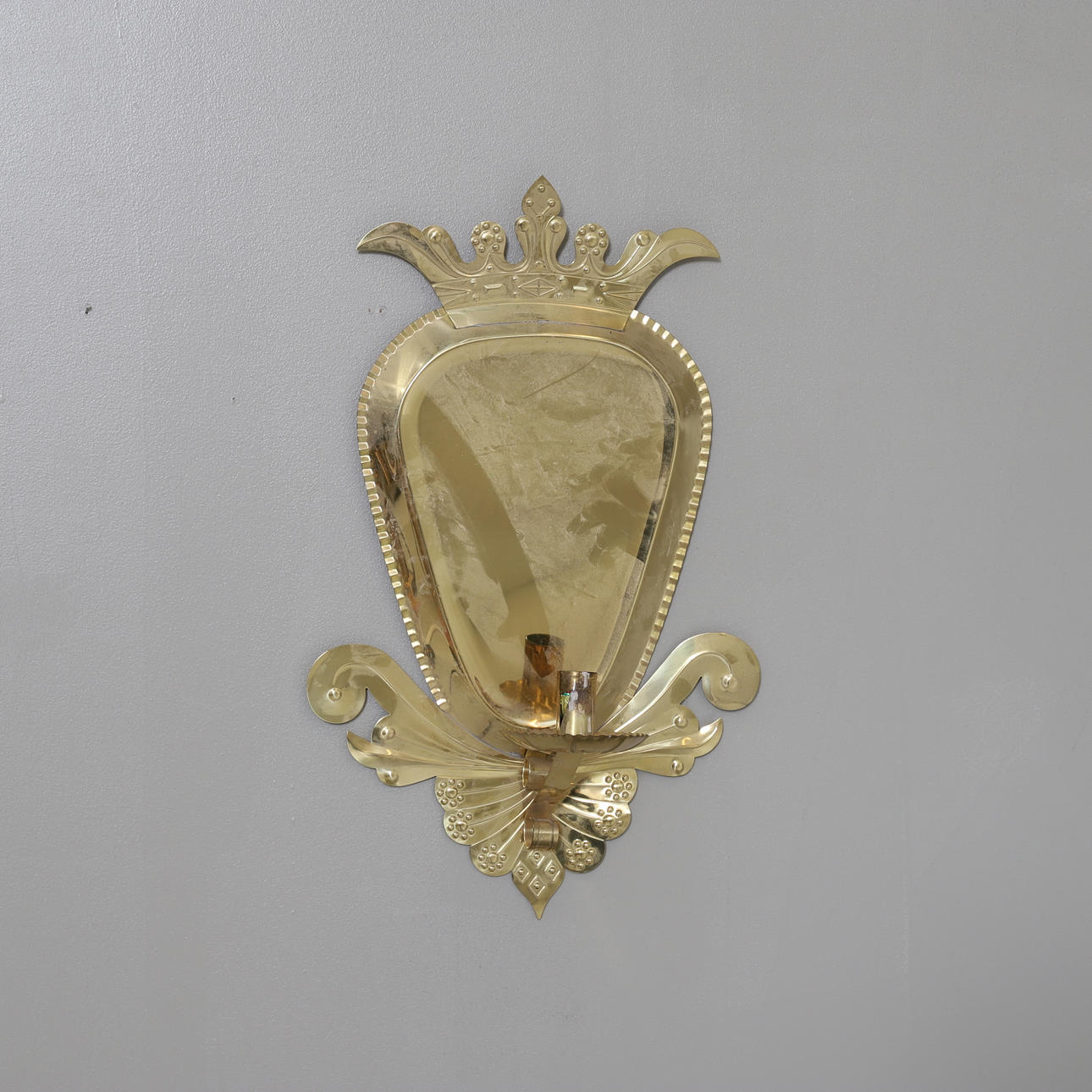 VÄGGLAMPETT, mässing, 1965.