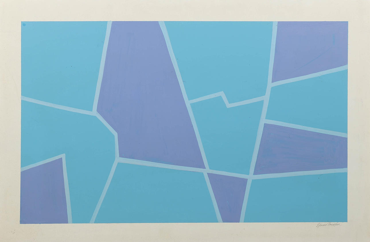EJNAR IVERSEN (1914-2003). Composition, acrylic on plate, lead signed.