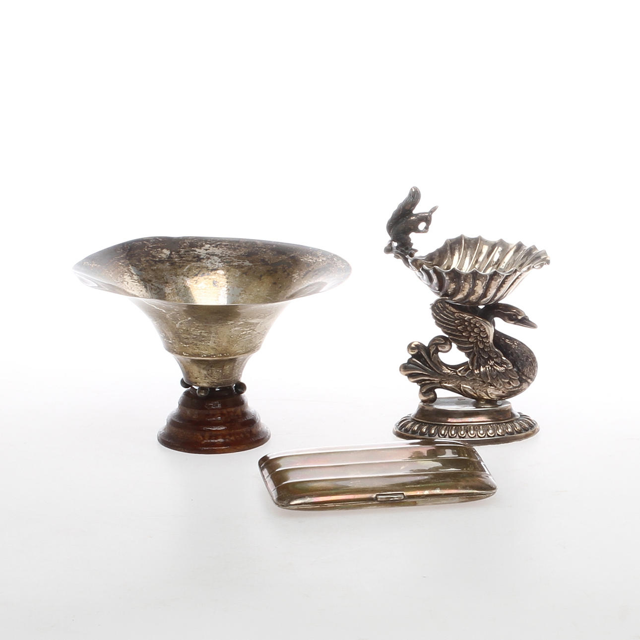 SKÅL, CIGARETTETUI, ASKFAT, silver.