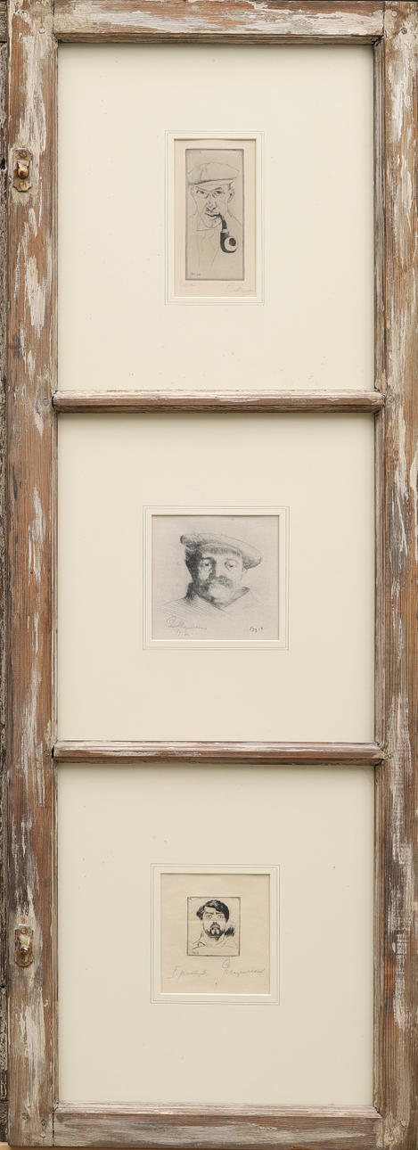 GUSTAF MAGNUSSON. 3 graphic sheets mounted in window frame, signed and dated.