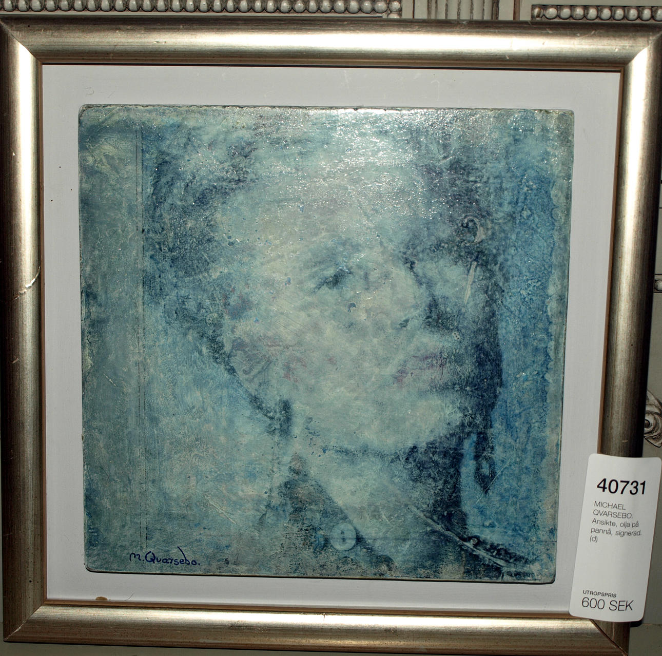 MICHAEL QVARSEBO. Ansikte, olja på pannå, signerad.