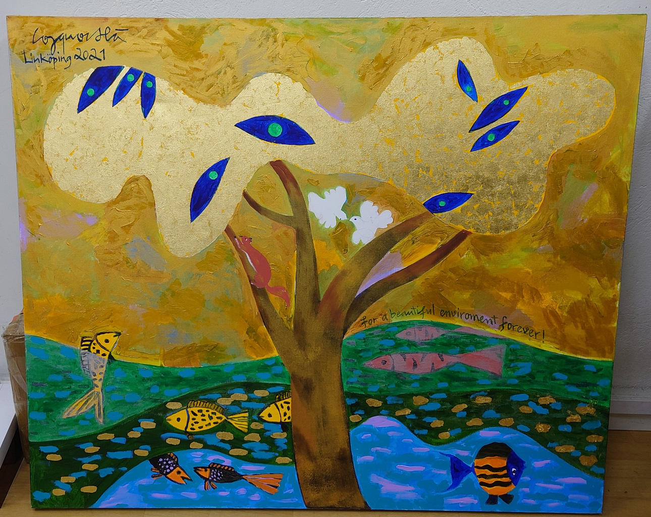 CONG QUOC HA. Oil on canvas "for a beautiful environment forever! “, signed, 2021.