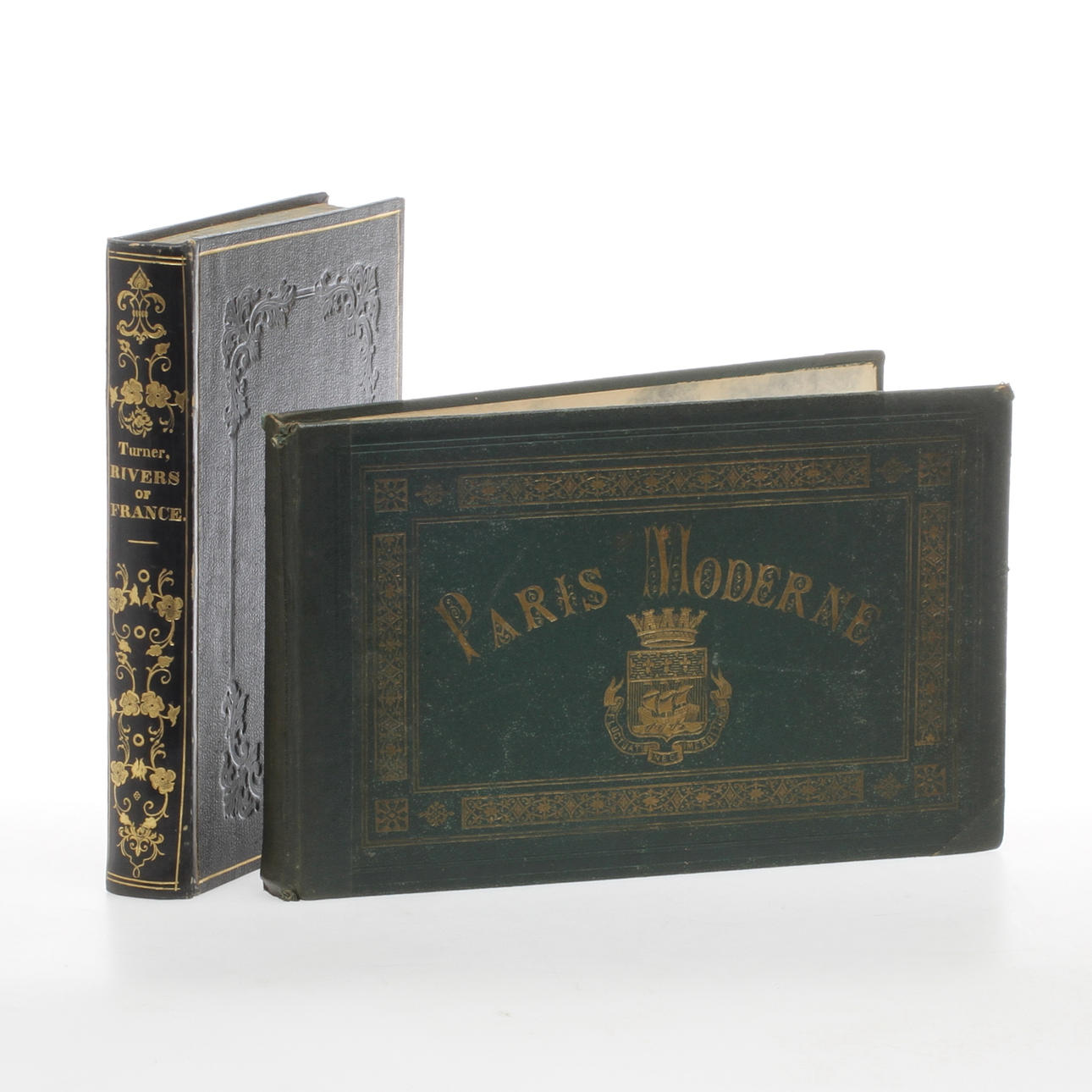 PLANSCHVERK, 2 st, "The Rivers of France, from drawings by J.M.W. Turner", London 1837 samt "Paris Moderne", Lemercier & Cie, Paris 1800-talets slut.