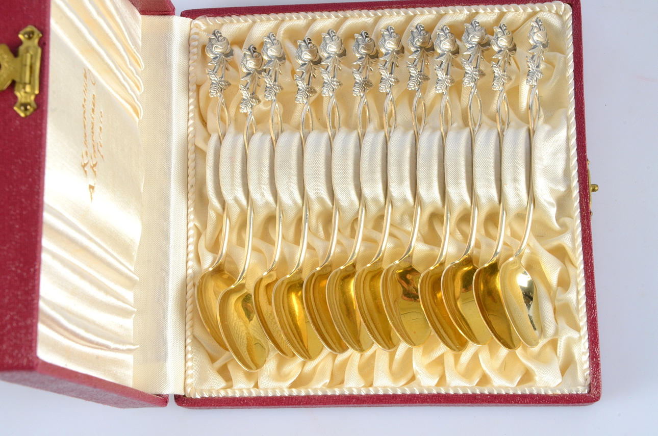 KAFFESKEDAR, 12-stycken. silver, Finland.