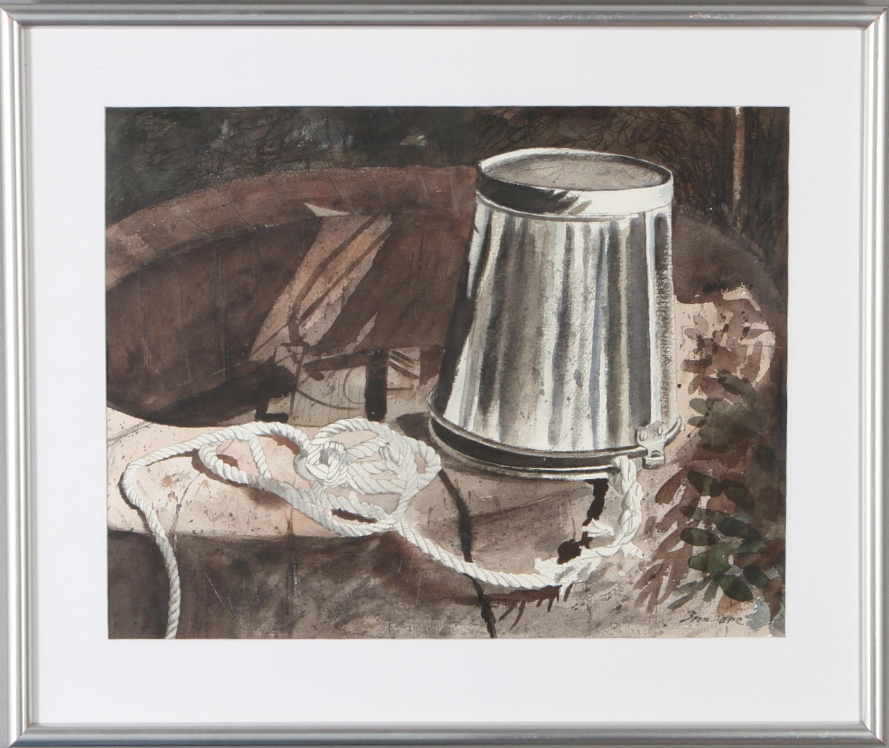 KAJ BERNSTONE. "Brunnen", akvarell, signerad.