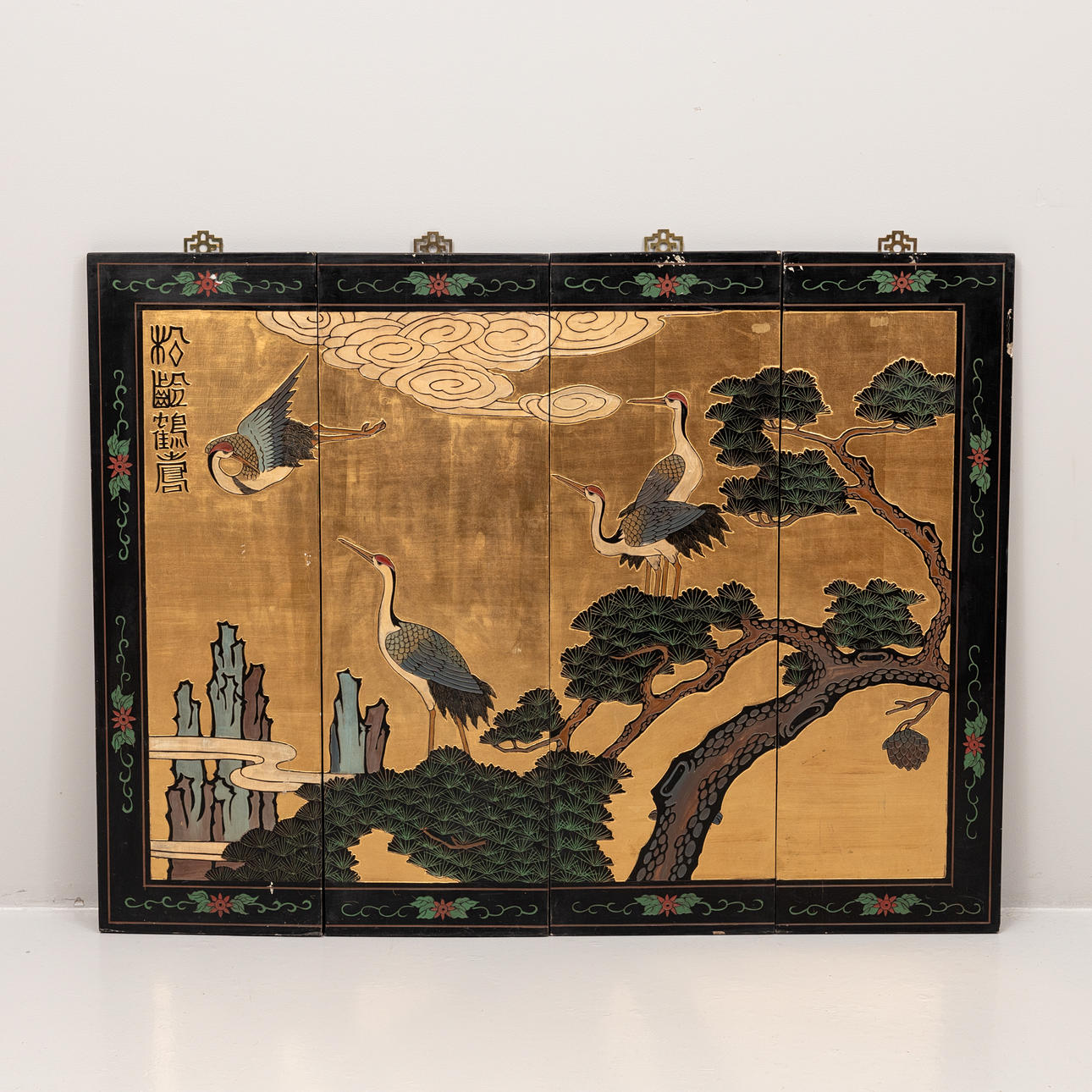 WALL PANELS, 4 pieces, lacquer work, Japan.
