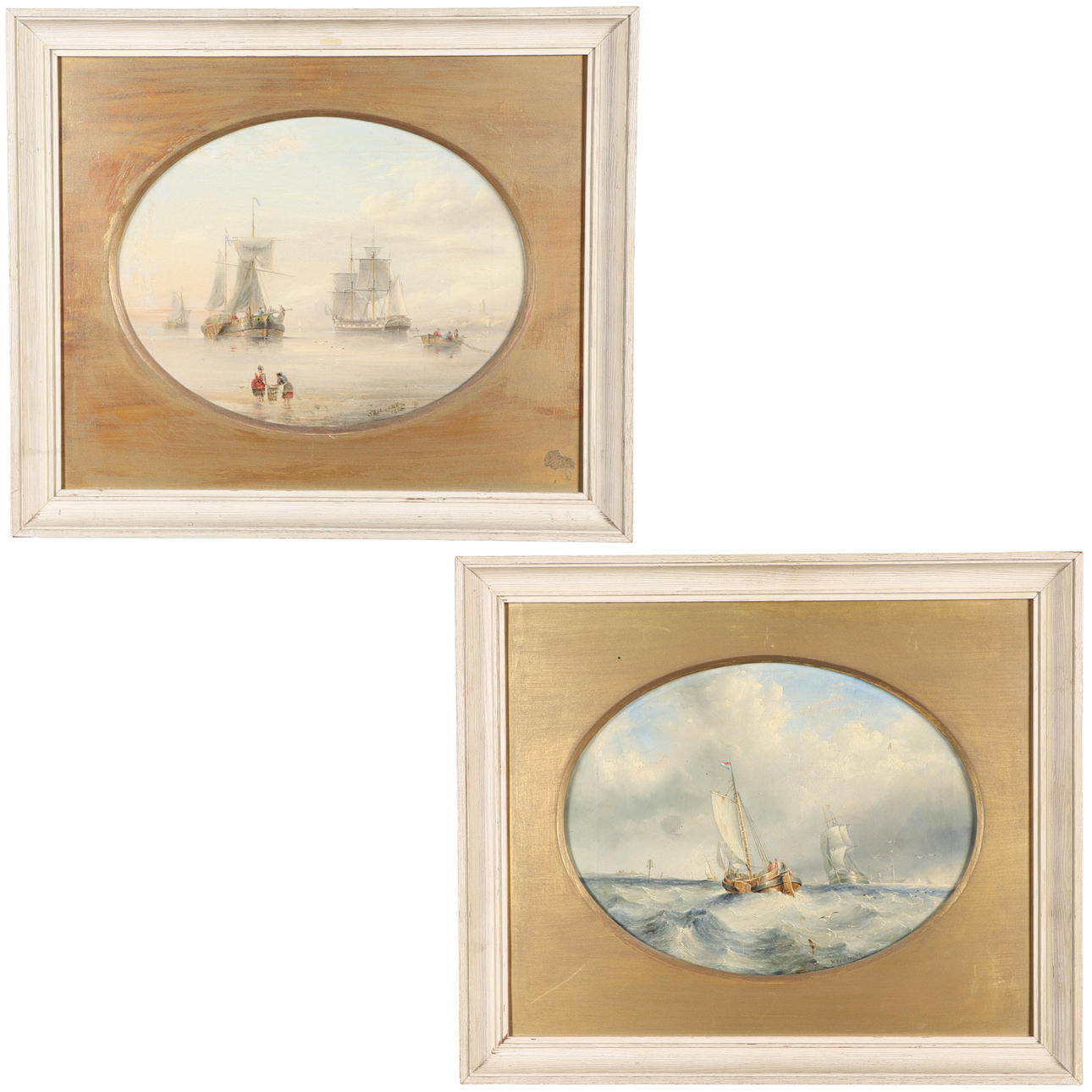 HENRY REDMORE (1820-1887). FISHING BOAT AND OTHER VESSELS IN CHOPPY WATERS; FISHERFOLK AND VESSELS BY THE SHORE.