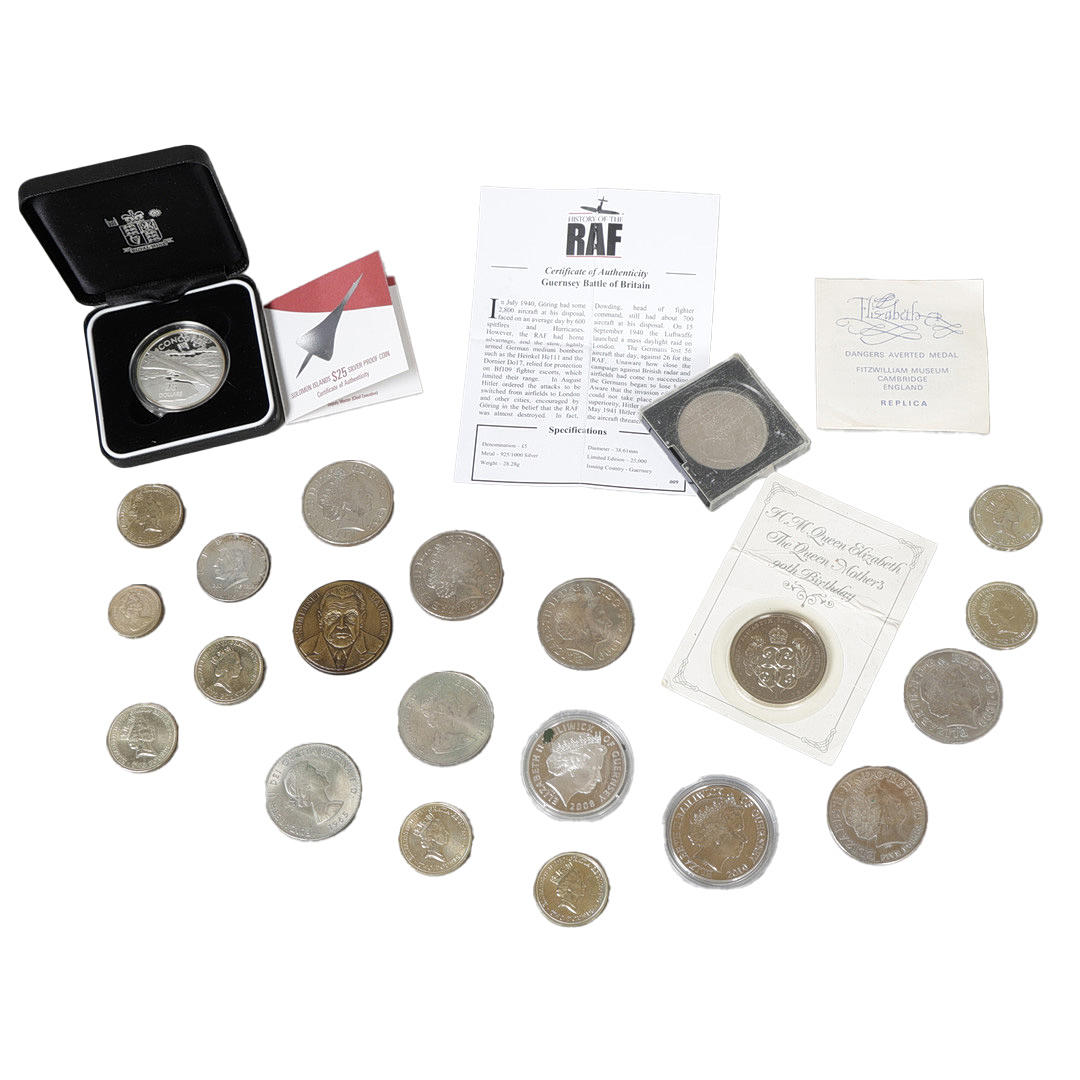 SILVER PROOF CONCORDE $25 COIN TOGETHER WITH.