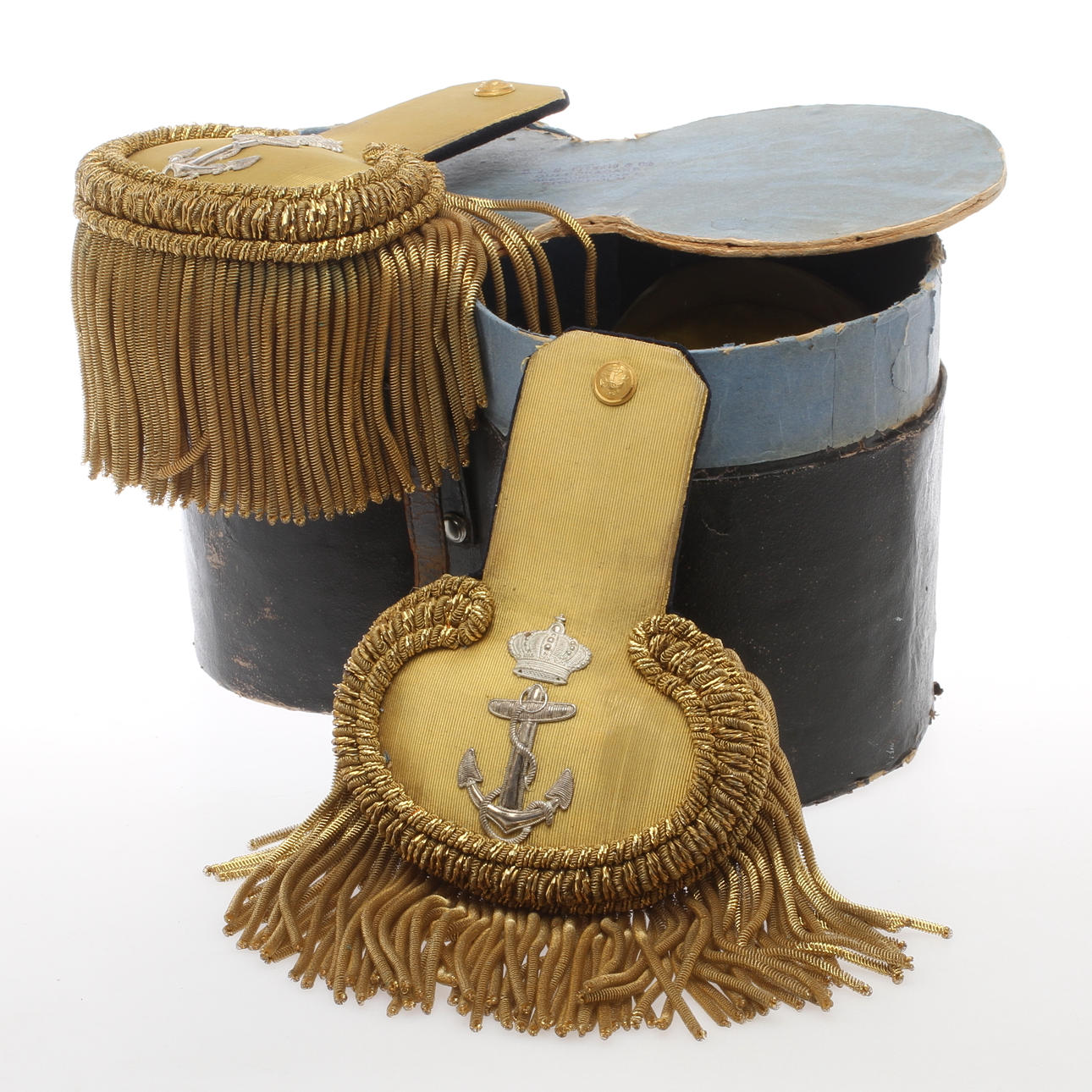 EPÅLETTER, ett par, för flottan, Fyrwald & Co, Stockholm, 1800-talets andra hälft.