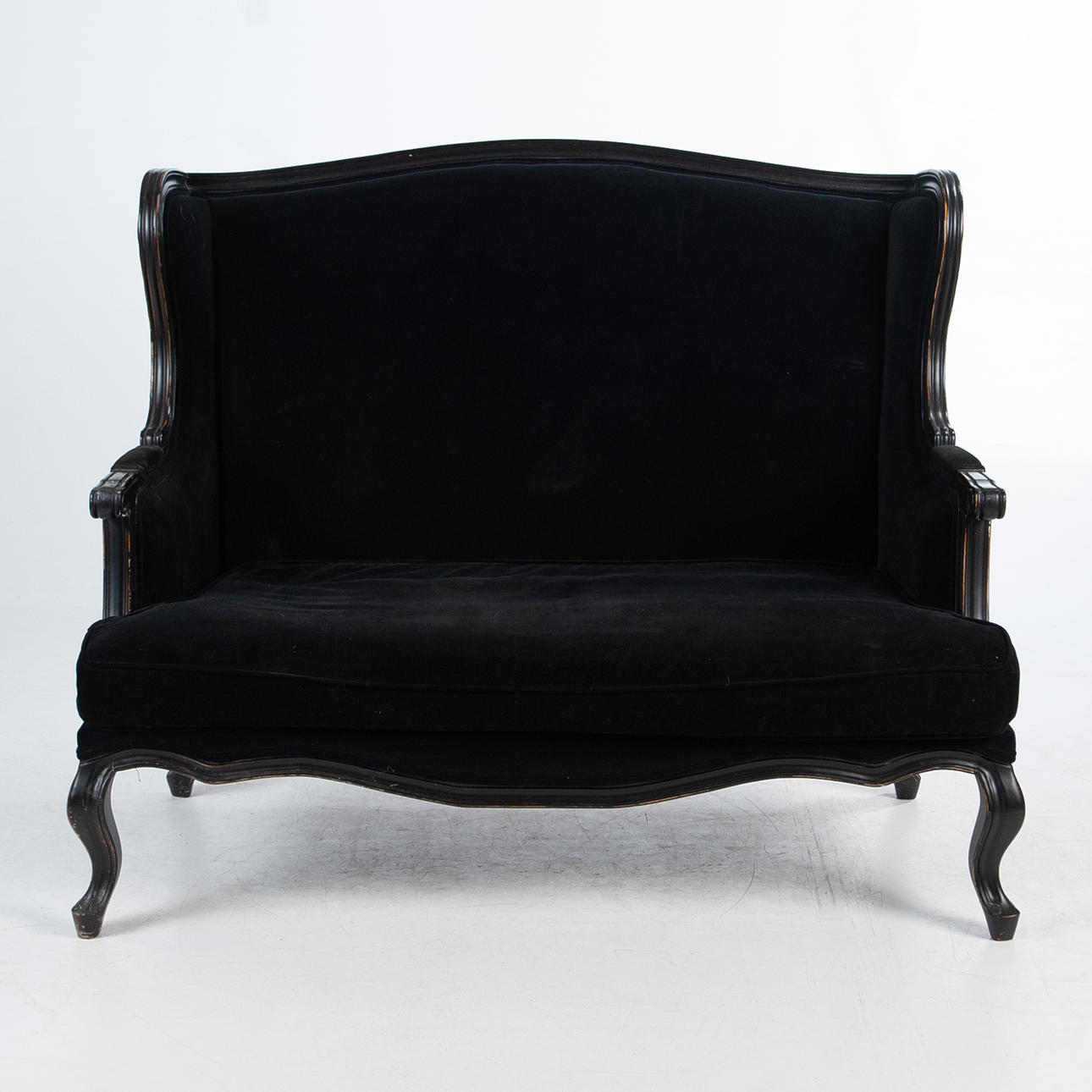 SOFFA, rokokostil, klädd i svart sammet.