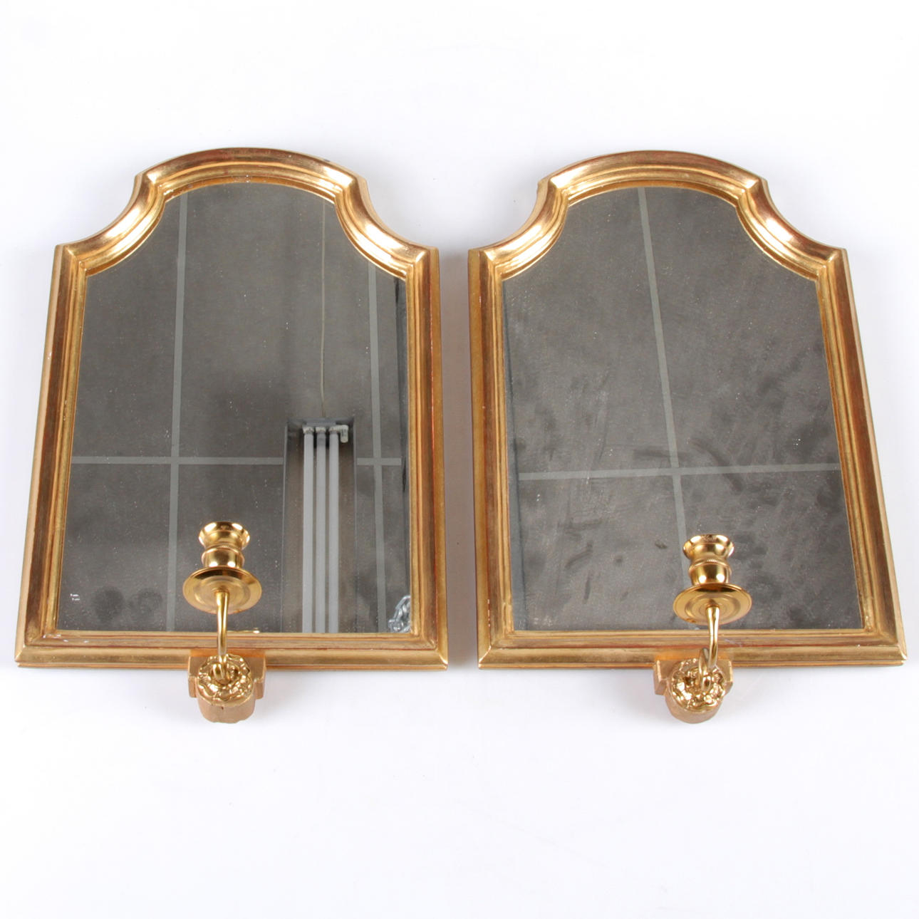 SPEGELLAMPETTER, ett par, förgyllda, 1900-tal.