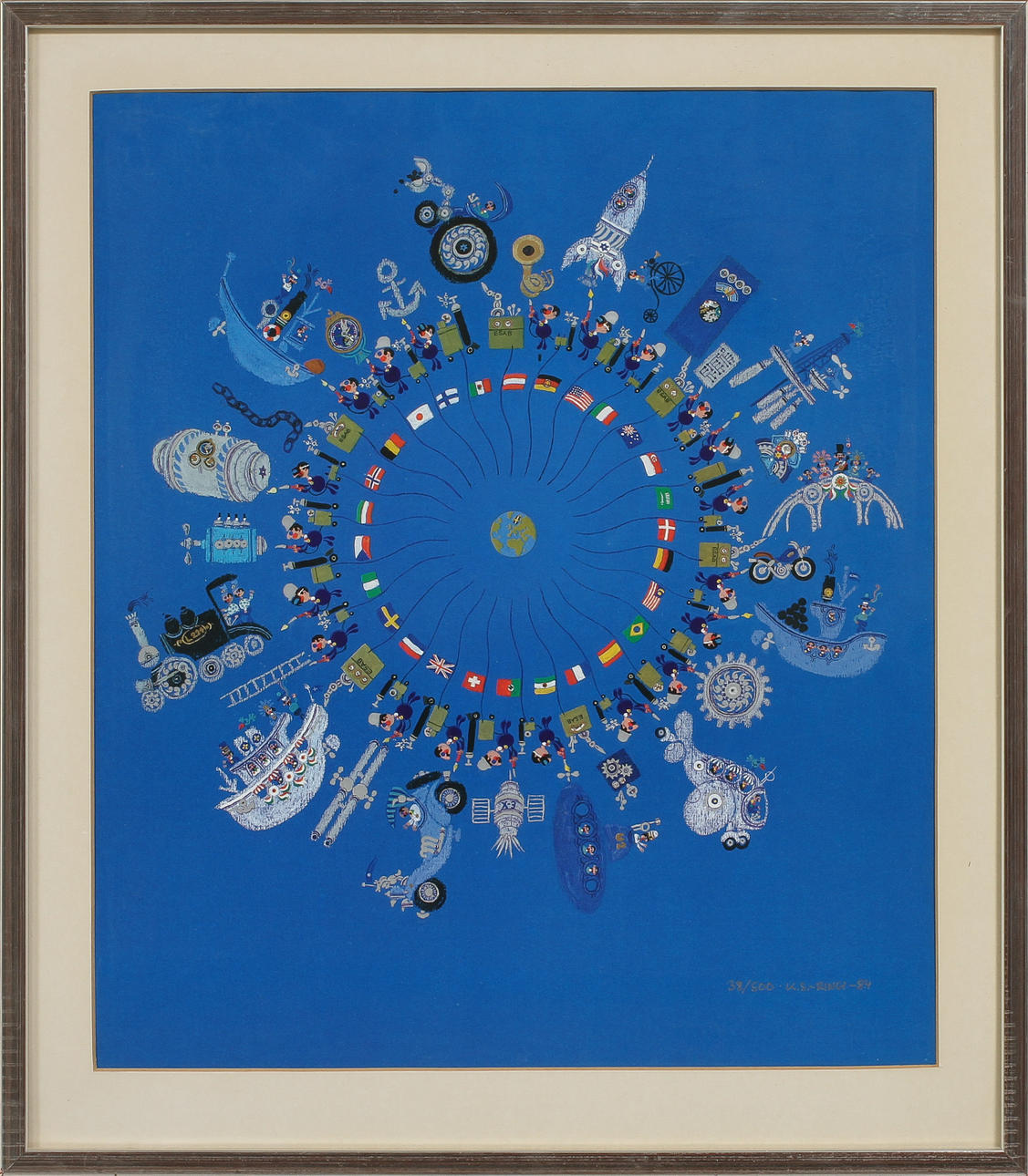 KJELL SÖRENSEN RINGI. Färglitografi, signerad, numrerad 38/500 samt daterad 84.