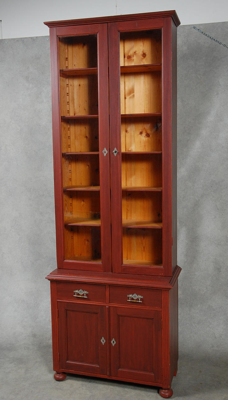 BOKSKÅP, med originalglas, 1800-tal, 235 cm.