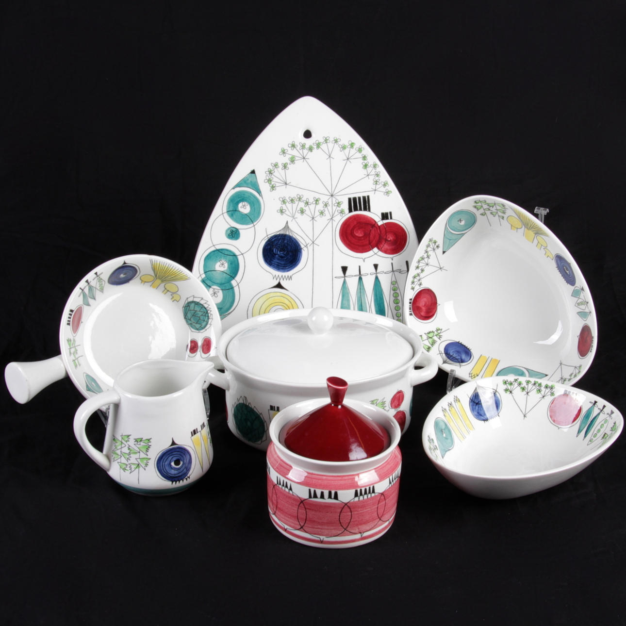 SERVISDELAR, 7 delar, porslin, "Picknick", Marianne Westman, Rörstrand.