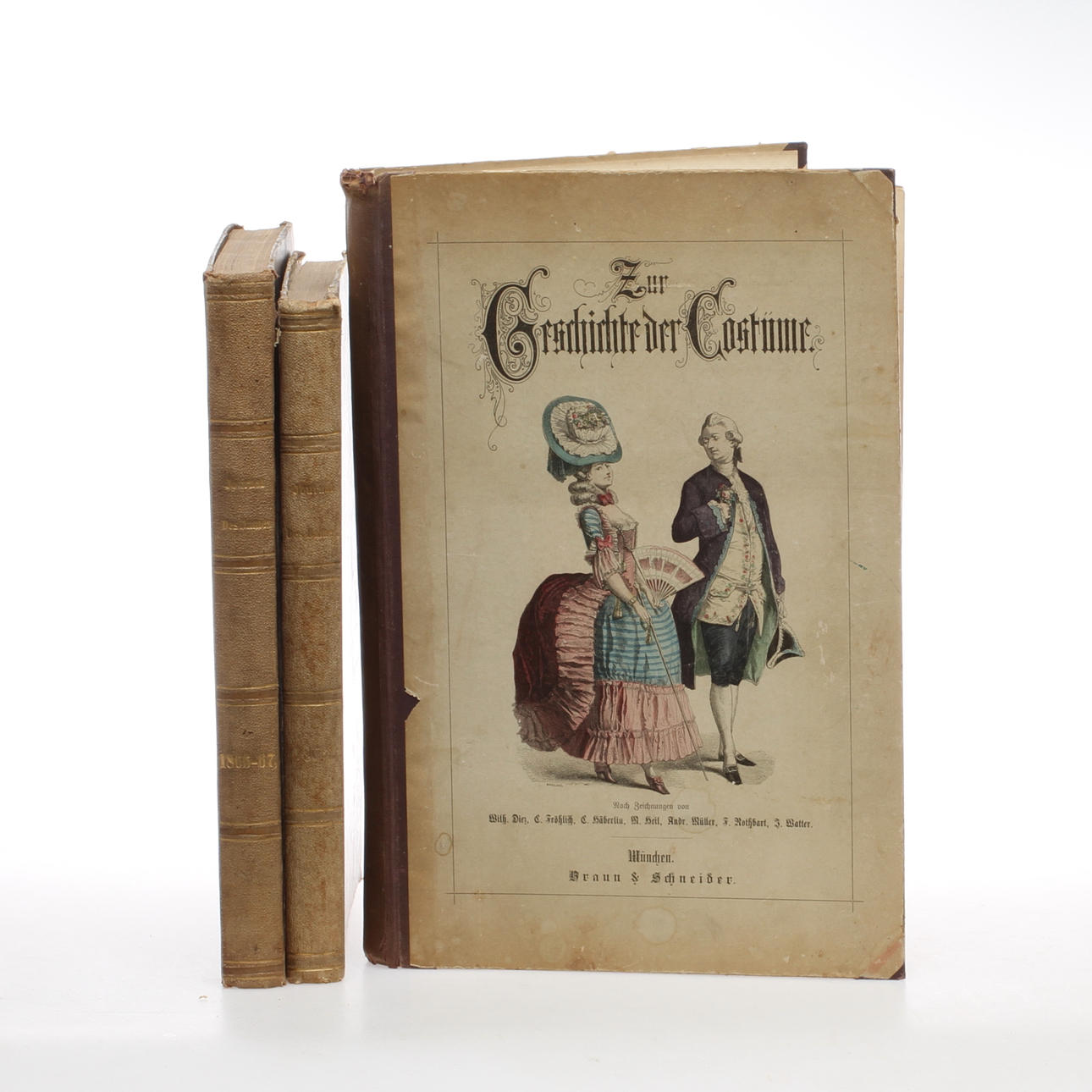 BÖCKER, 3 st, "Journal des Dames et des Demoiselles", 1862-63 respektive 1866-67, samt "Zür Geschichte der Costüme", Braun & Schneider, München, omkring 1900.