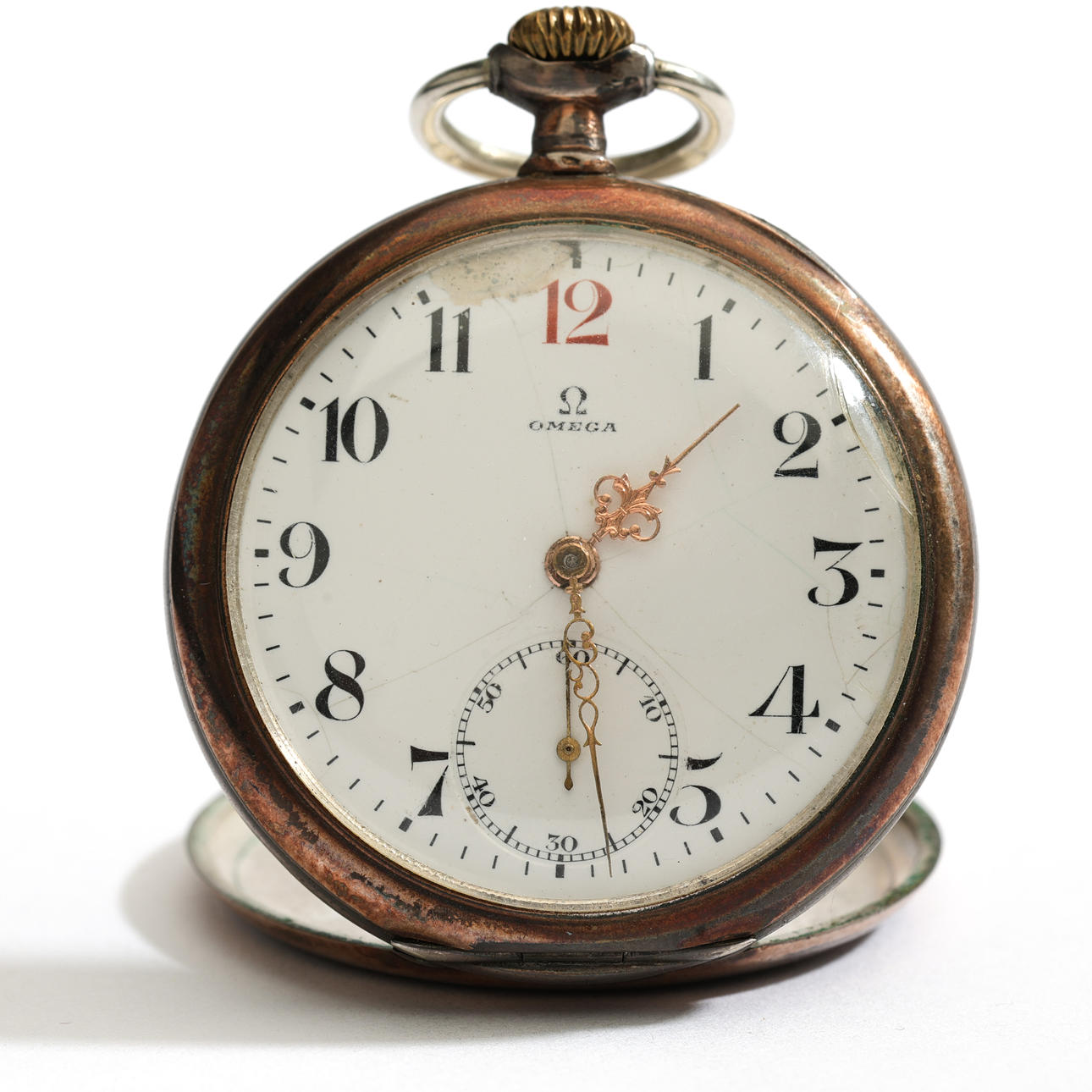 OMEGA Taskukello, ”Rödtolva”, hopea, kelloketju.