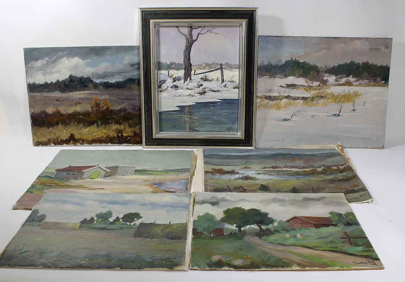 TORSTEN ANDERSSON. olja på duk och pannå, 7 st, signerade Torsten And och daterade.