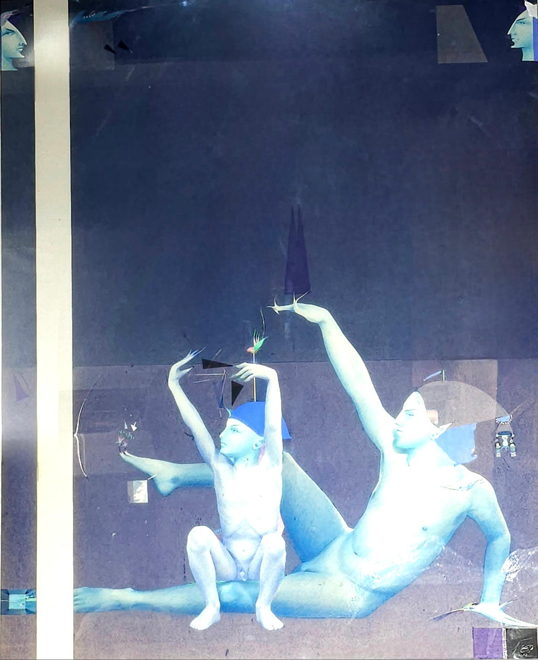 DANIEL ESCOLANO. Männliche Aktfiguren. Mischtechnik auf Papier.